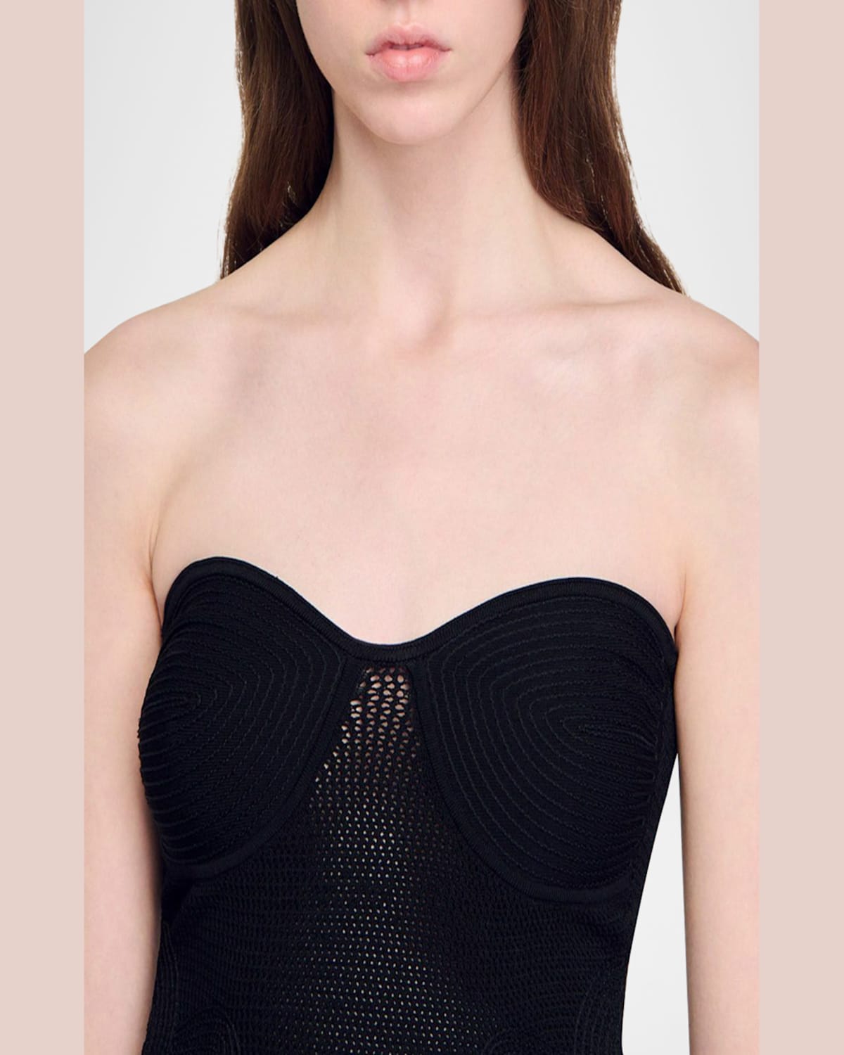 SANDRO PAMELA STRAPLESS KNIT MAXI DRESS 