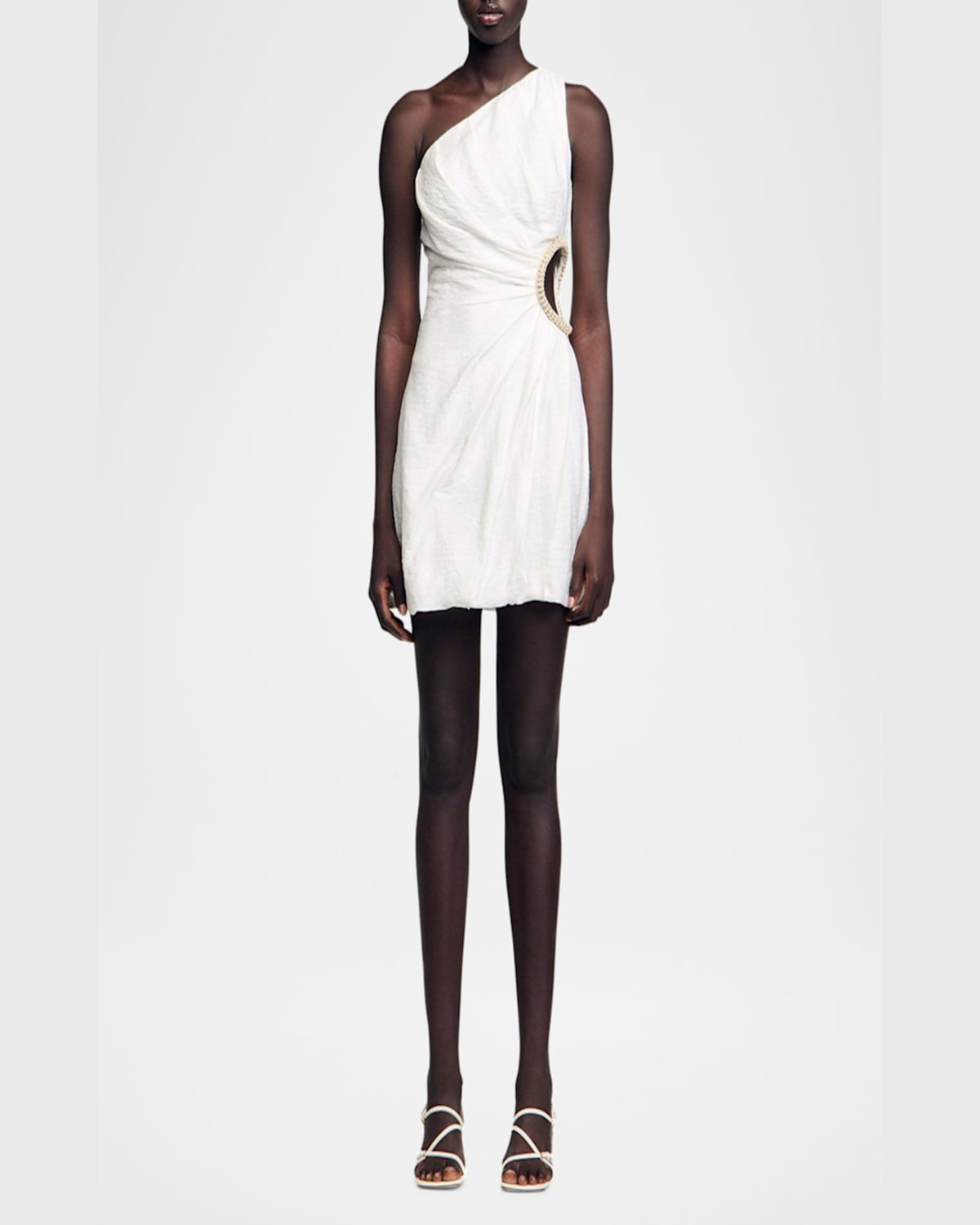 Sandro Dalida Asymmetric Embellished Cutout Mini Dress