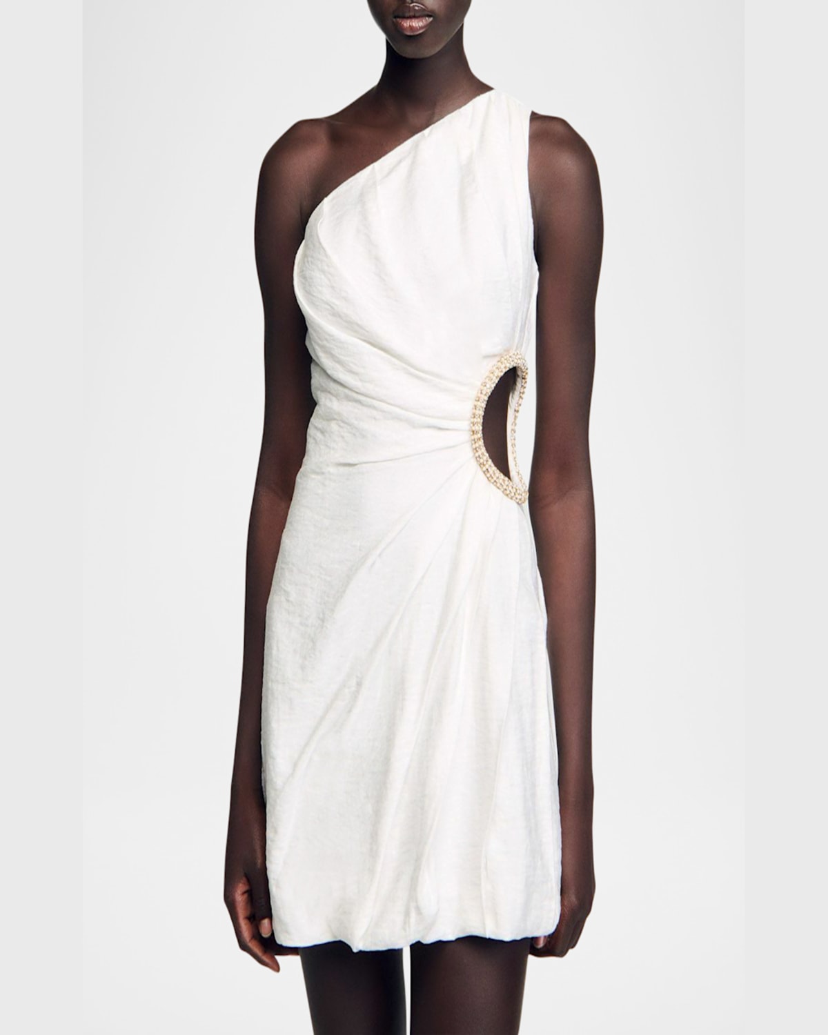 Sandro Dalida Asymmetric Embellished Cutout Mini Dress