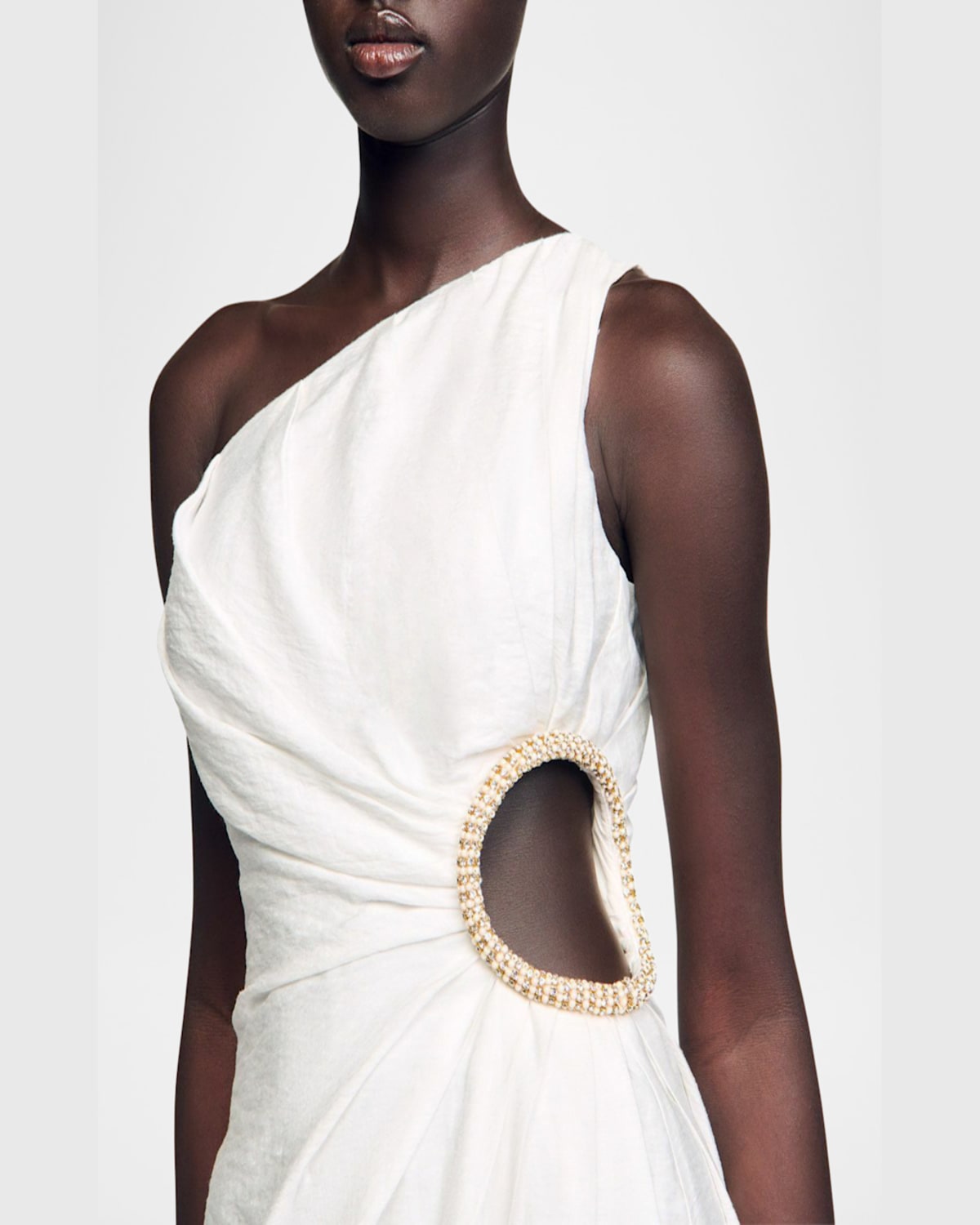Sandro Dalida Asymmetric Embellished Cutout Mini Dress