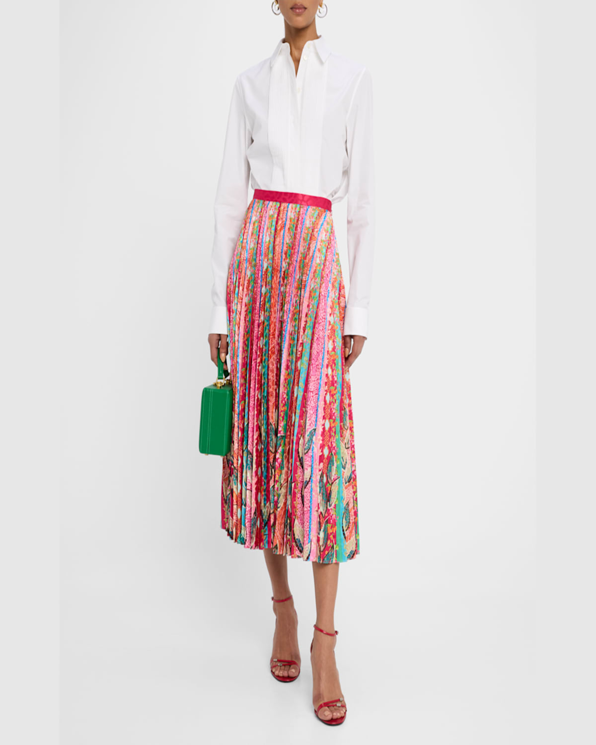 Shop Saloni Kim Mosaic Stripe Skirt In Mosaic Stripe Plmt