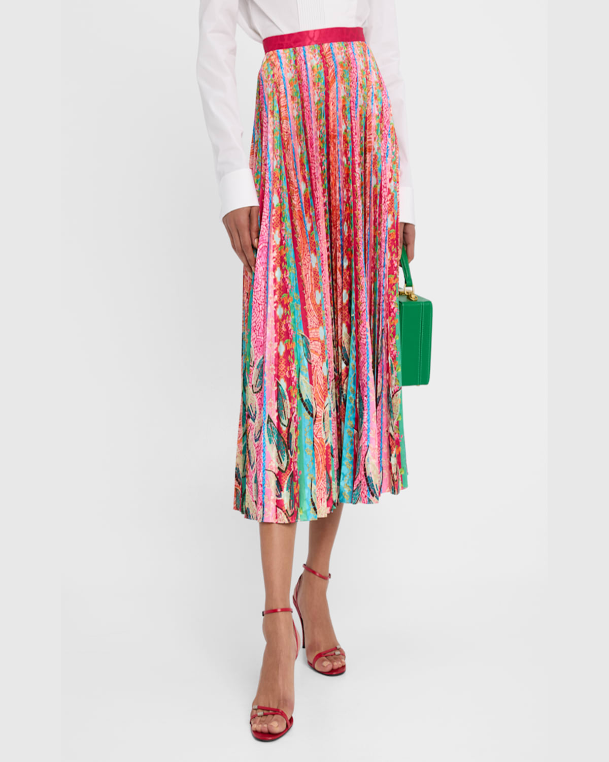 Shop Saloni Kim Mosaic Stripe Skirt In Mosaic Stripe Plmt