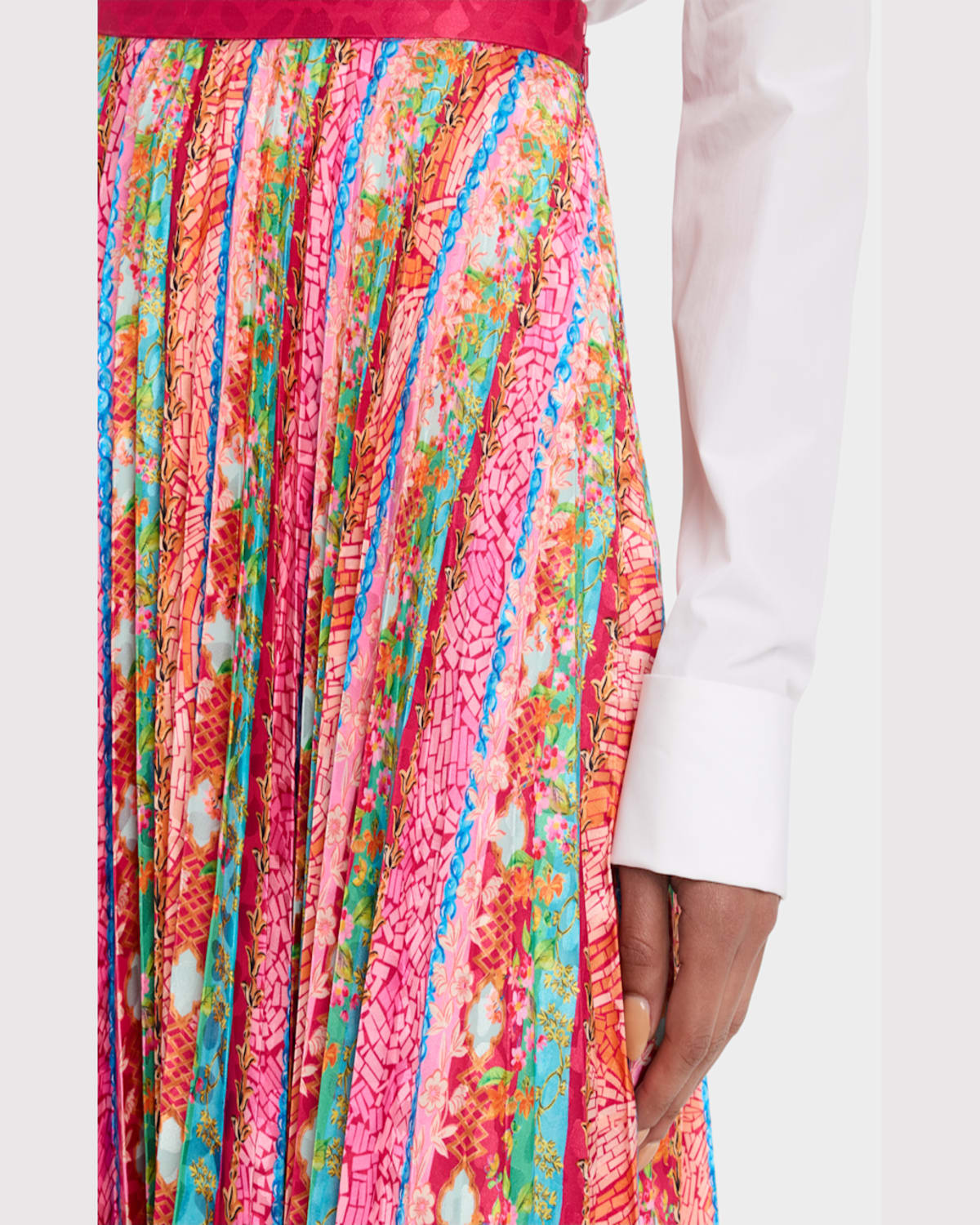 Shop Saloni Kim Mosaic Stripe Skirt In Mosaic Stripe Plmt