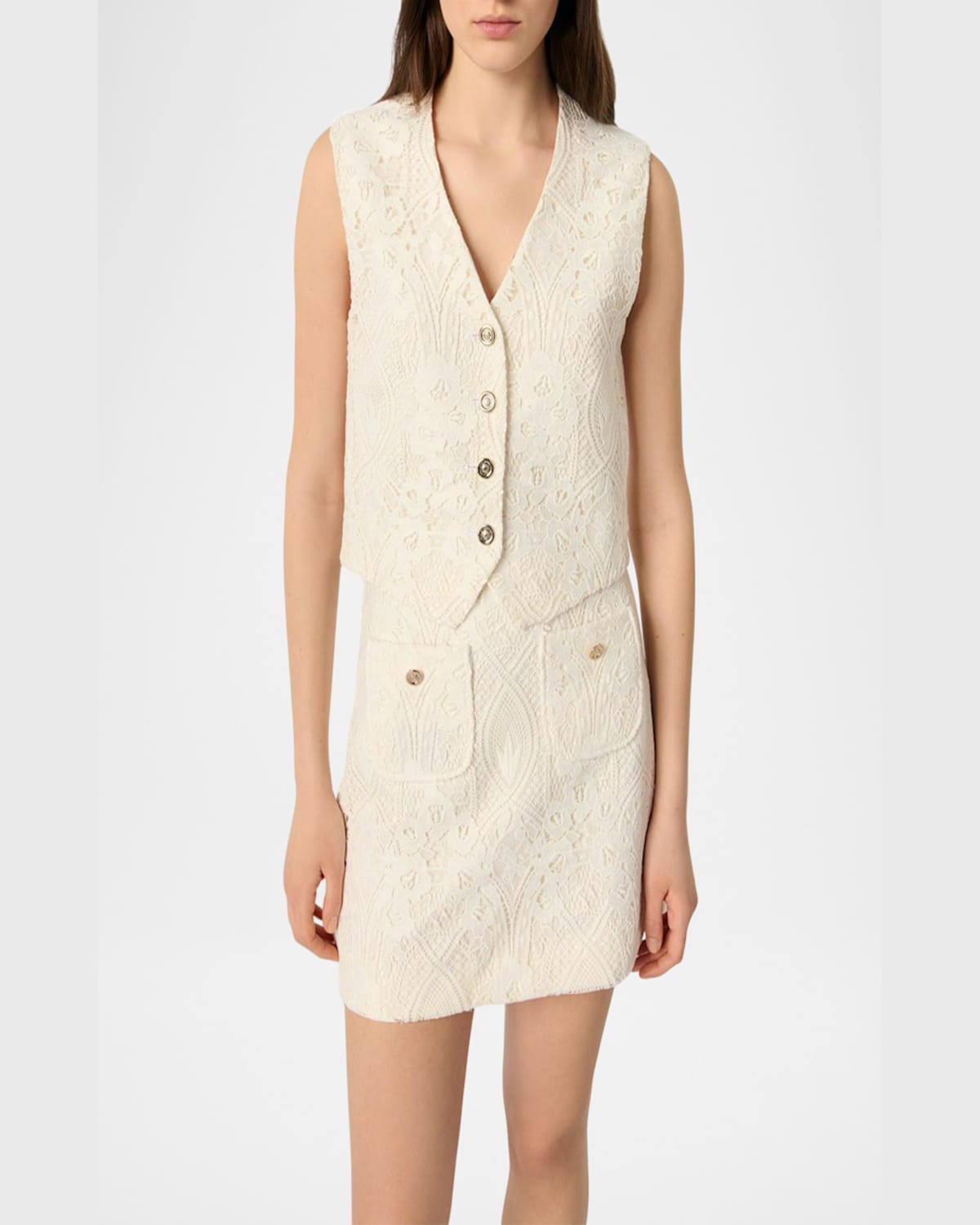 MAJE VIRENDANA FLORAL LACE VEST