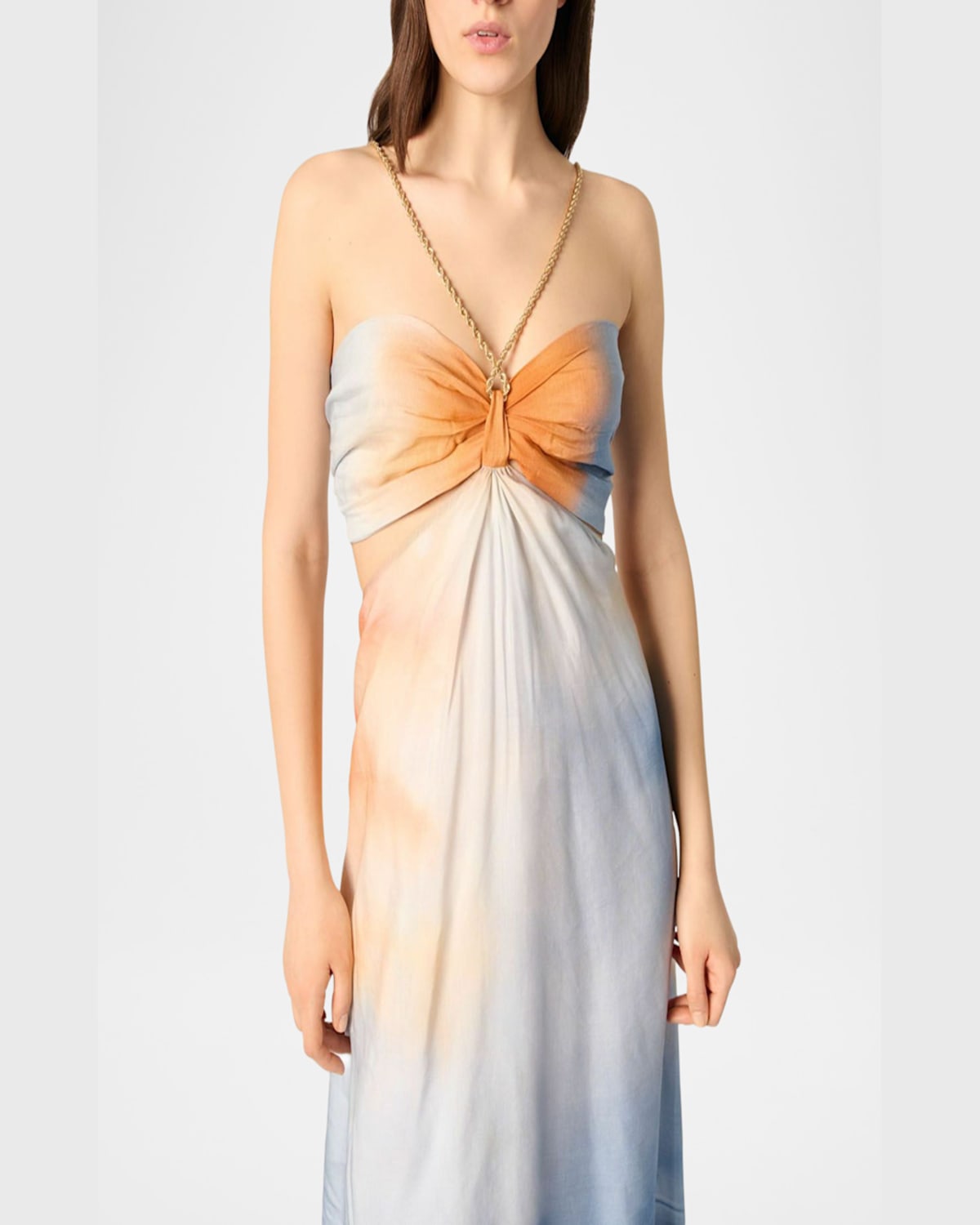 Maje Ryedine Cutout Maxi Dress In Blue Tie Dye Print