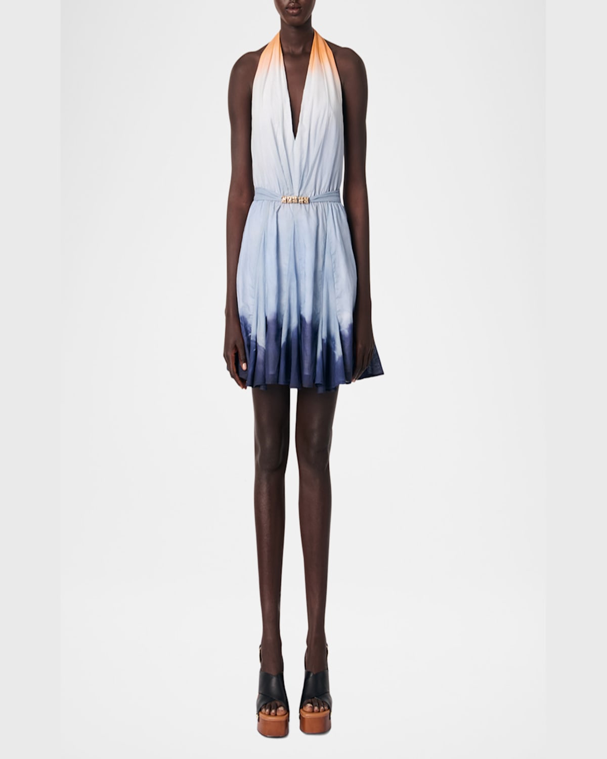 Shop Maje Riciela Tie-dye Halter Mini Dress In Blue Tie Dye Print