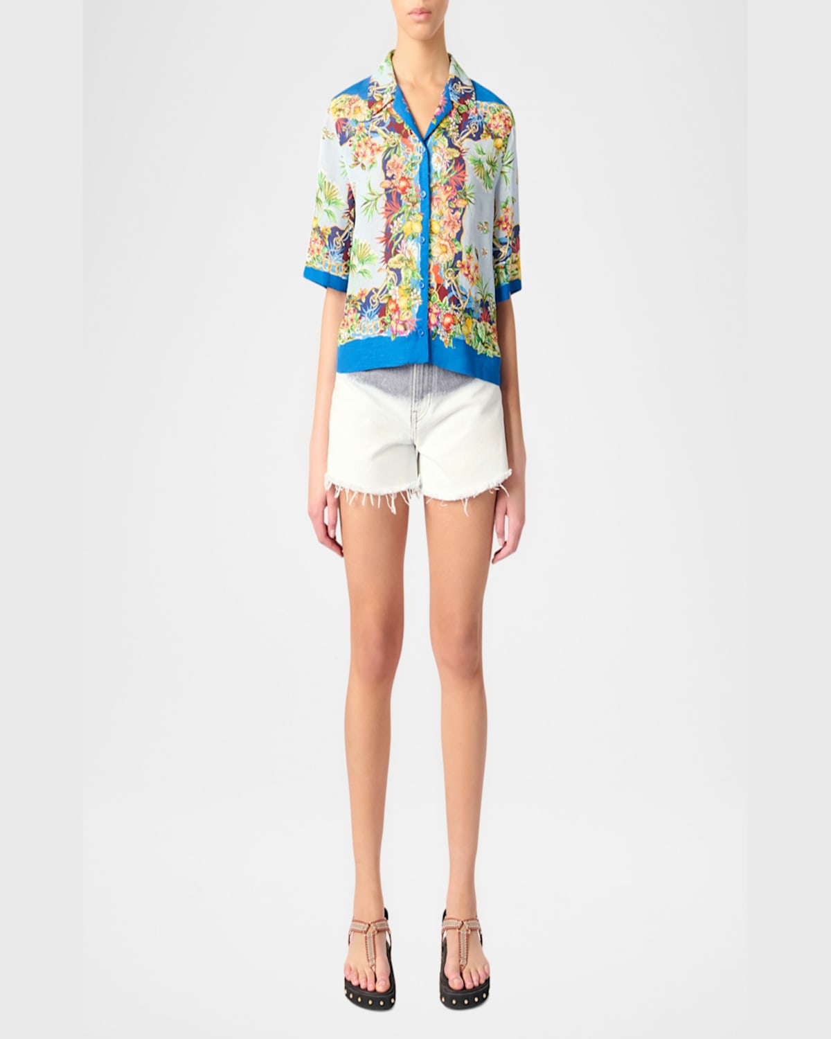 Maje Patterned Cropped Shirt