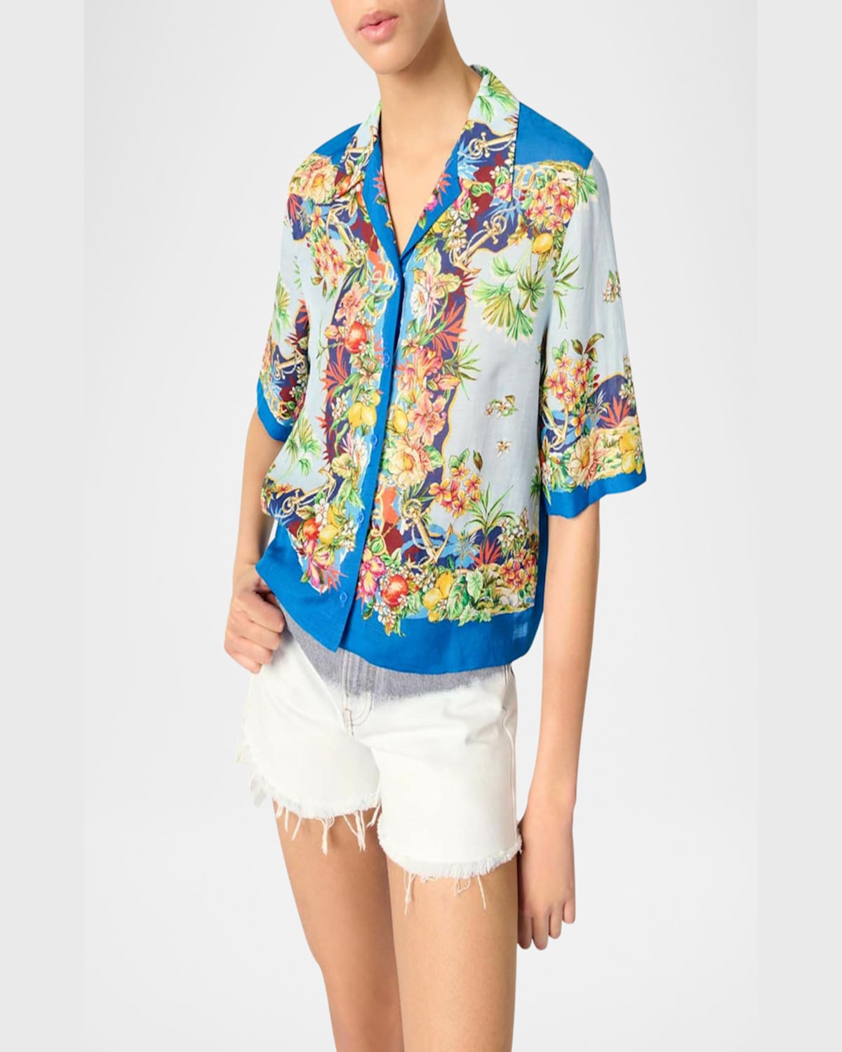 Maje Patterned Cropped Shirt