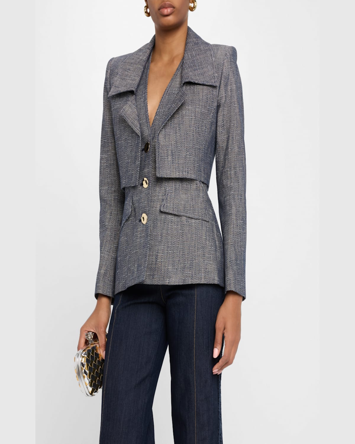 Amir Taghi Cece Blazer In Dark Blue