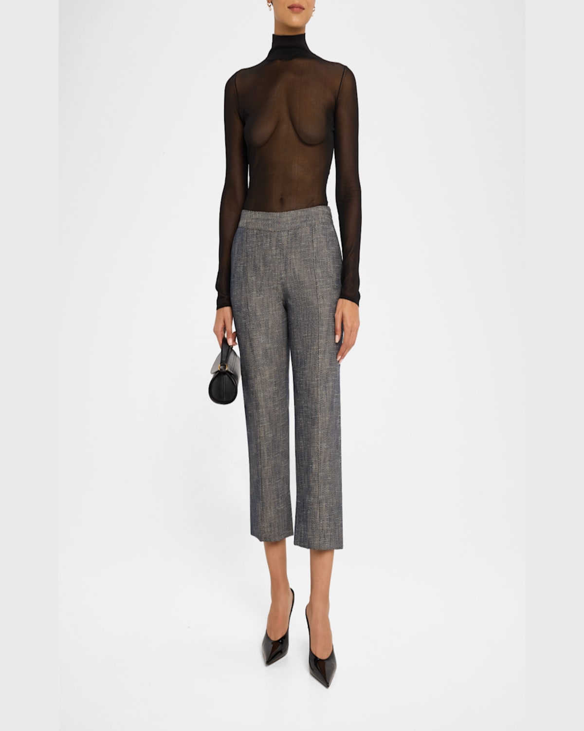 Amir Taghi Toni Pintuck Straight-leg Crop Pants In Dark Blue