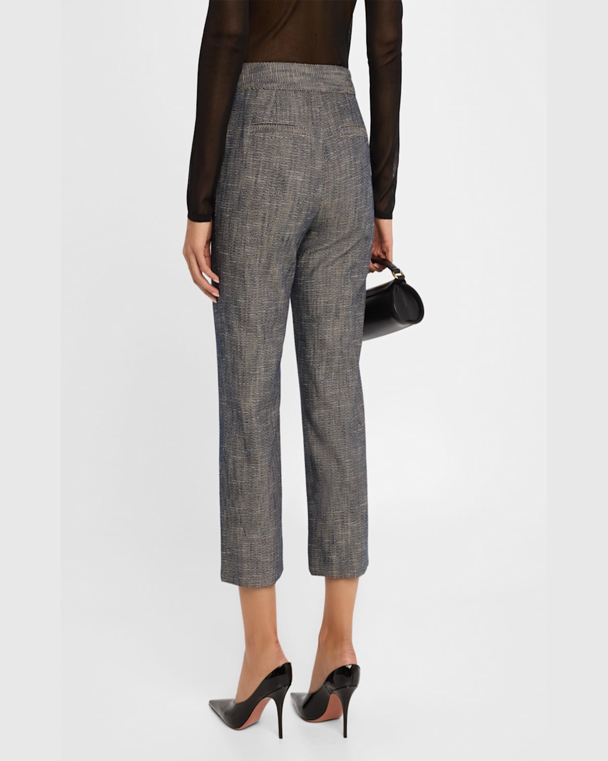 Amir Taghi Toni Pintuck Straight-leg Crop Pants In Dark Blue