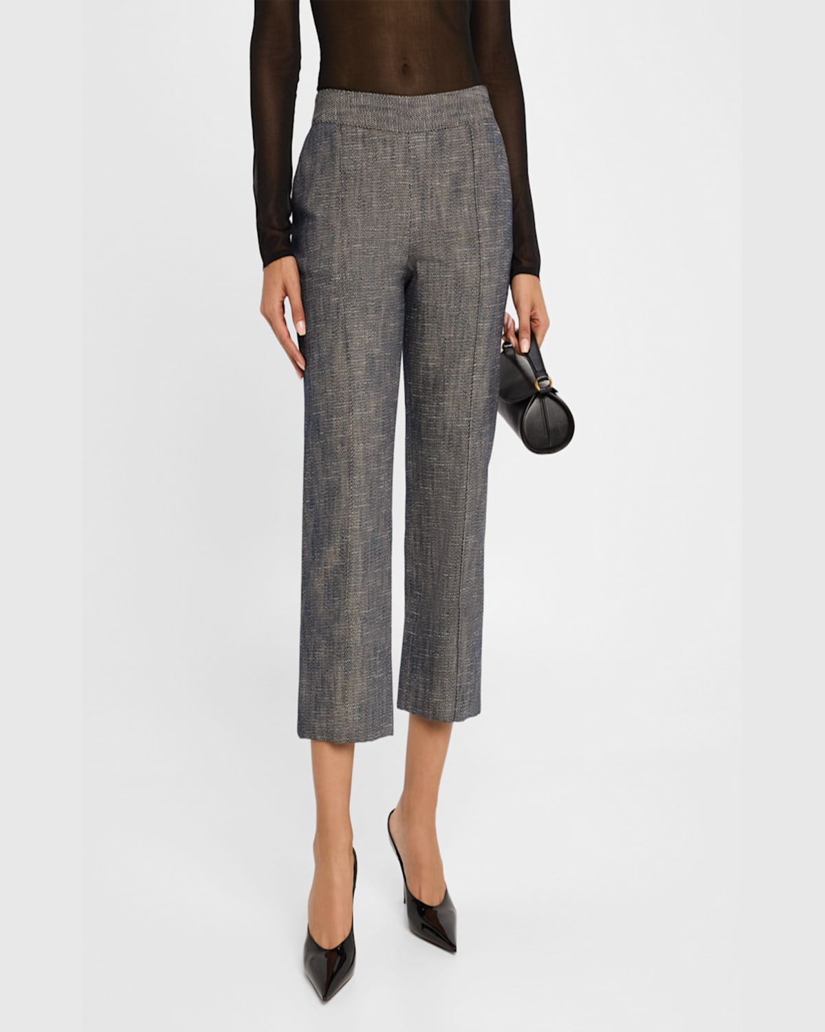 Amir Taghi Toni Pintuck Straight-leg Crop Pants In Dark Blue