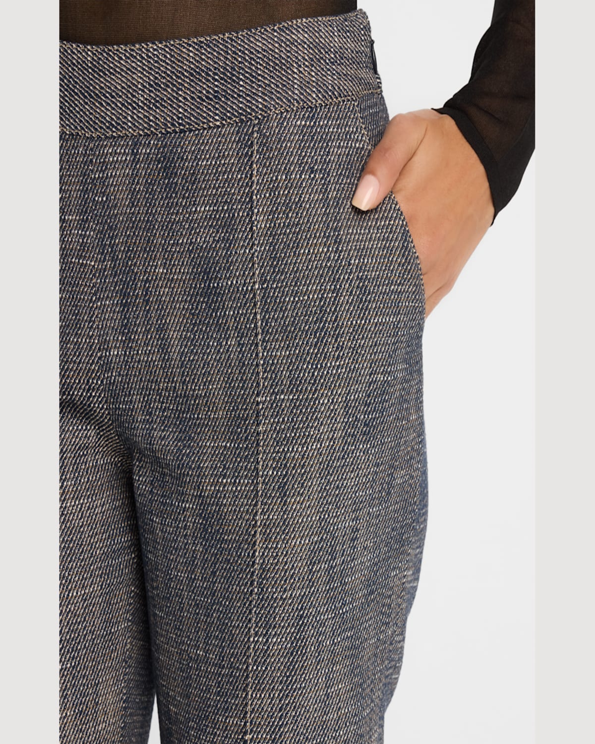 Amir Taghi Toni Pintuck Straight-leg Crop Pants In Dark Blue