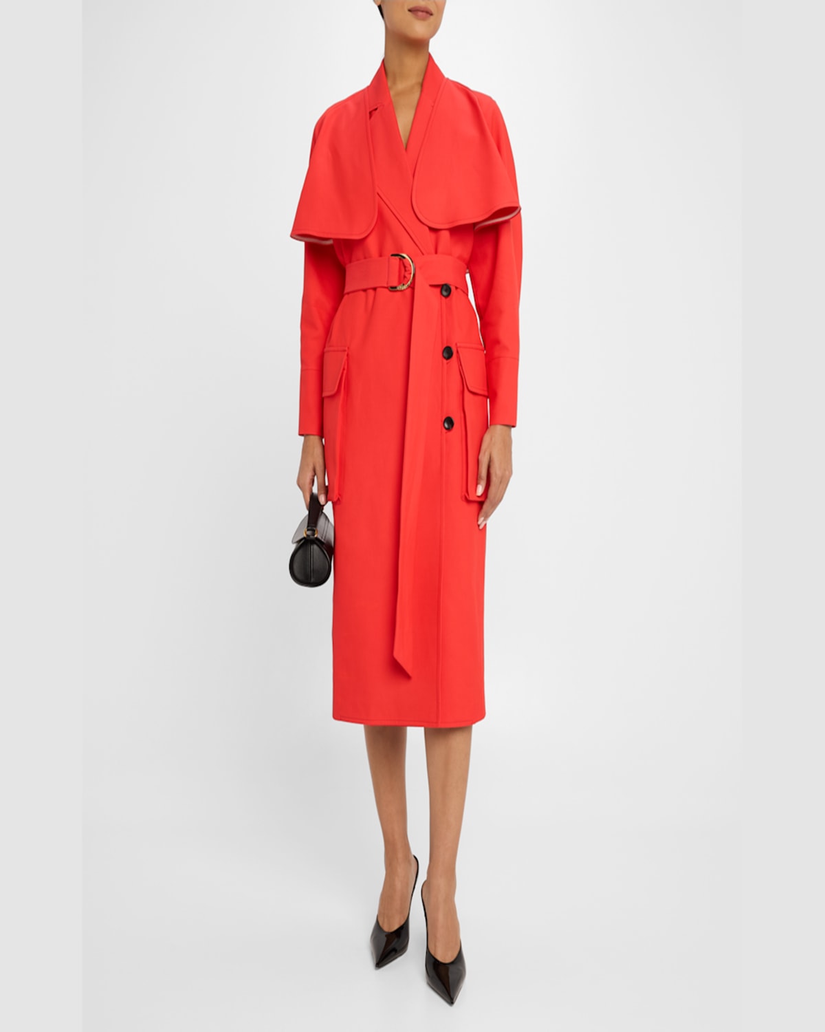 Amir Taghi Alyson Convertible Belted Trench Coat In Bright Red