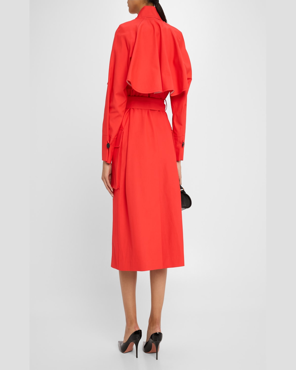 Amir Taghi Alyson Convertible Belted Trench Coat In Bright Red