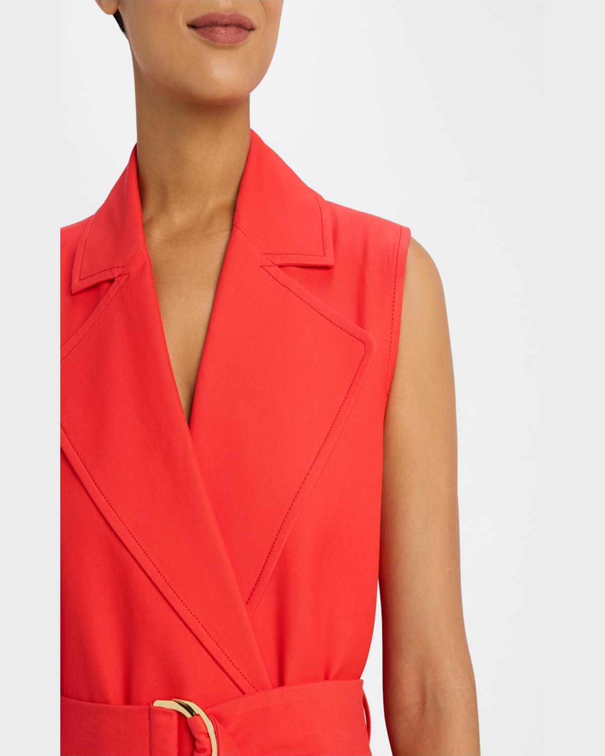 Amir Taghi Alyson Convertible Belted Trench Coat In Bright Red