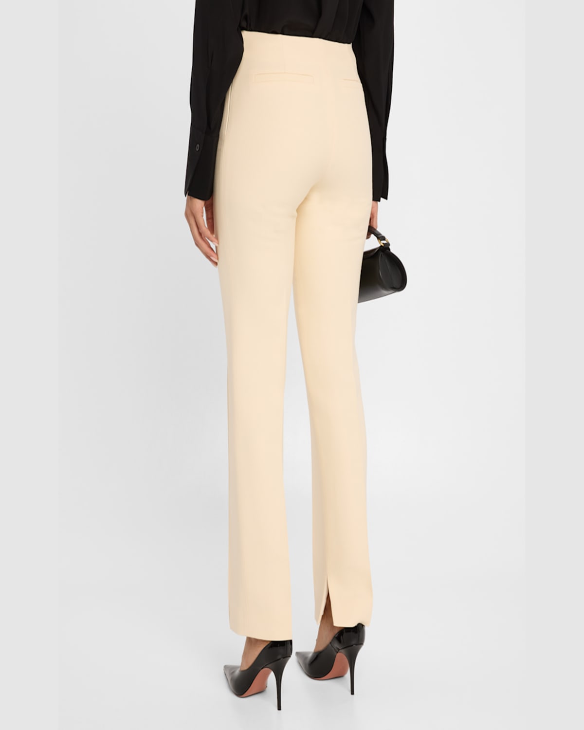 Amir Taghi Lisa Slim-leg Ankle Split Hem Pants In Natural