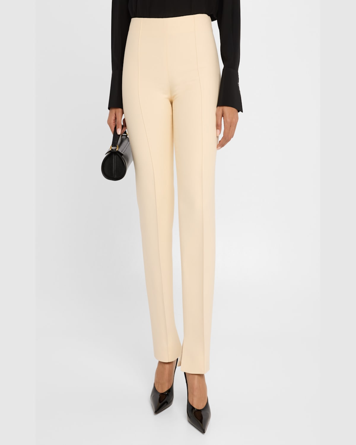 Amir Taghi Lisa Slim-leg Ankle Split Hem Pants In Natural