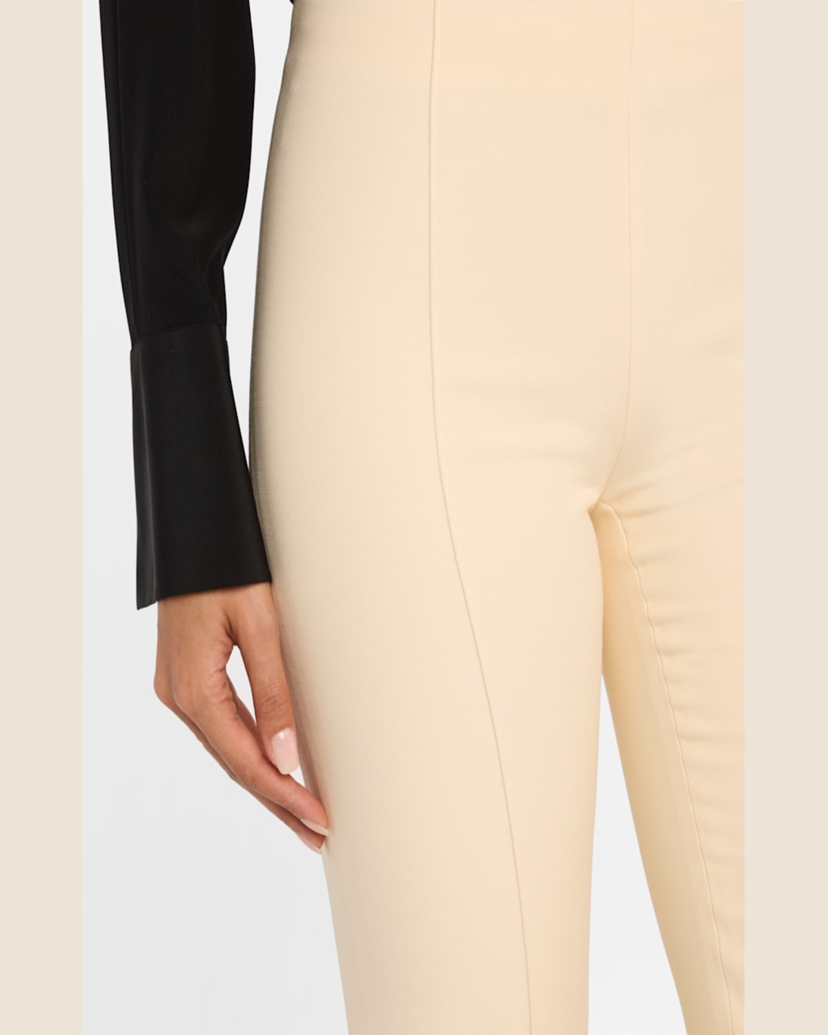 Amir Taghi Lisa Slim-leg Ankle Split Hem Pants In Natural