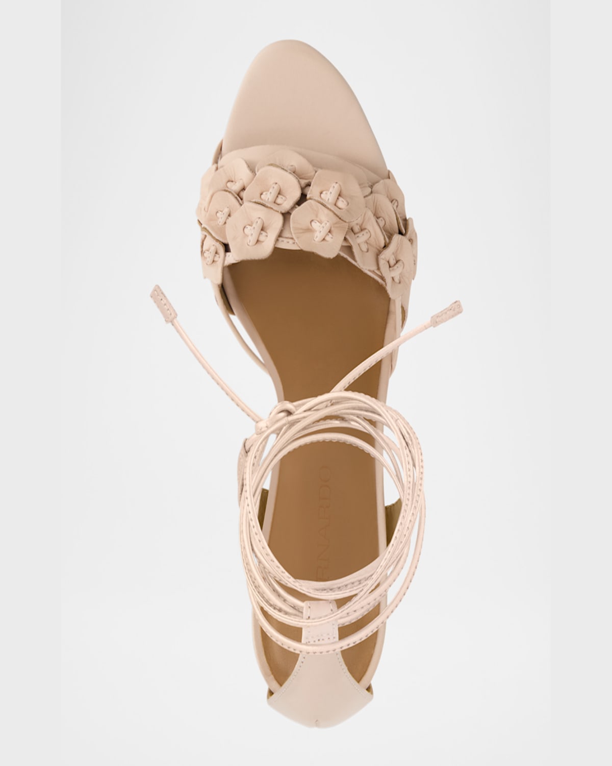 Bernardo Suede Floral Ankle-wrap Sandals In Cipria Glove Leather