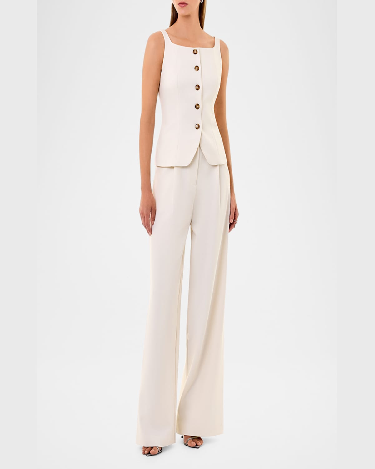 Nicholas Sabina Tailored Button-down Top In Ivory