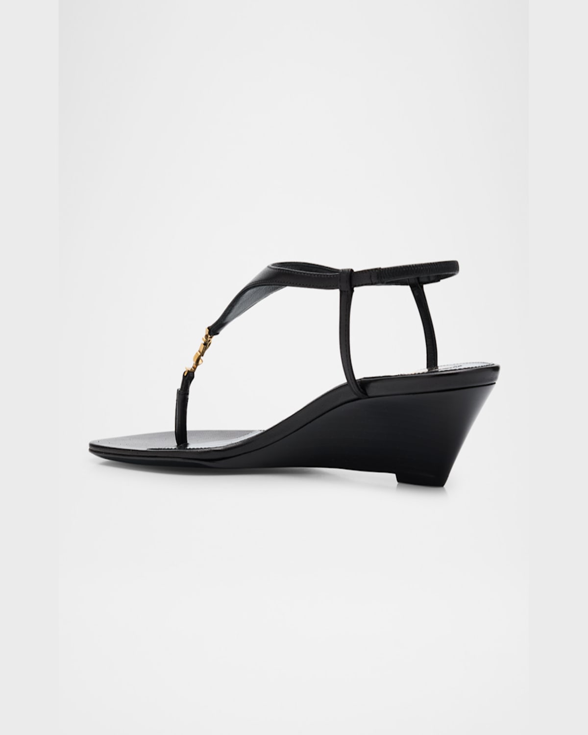 Shop Saint Laurent Cassandra Leather Ysl Wedge Sandals
