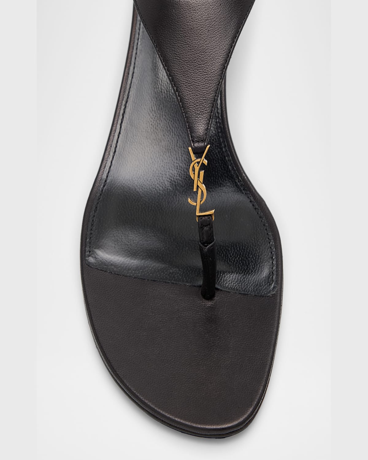 SAINT LAURENT CASSANDRA LEATHER YSL WEDGE SANDALS 