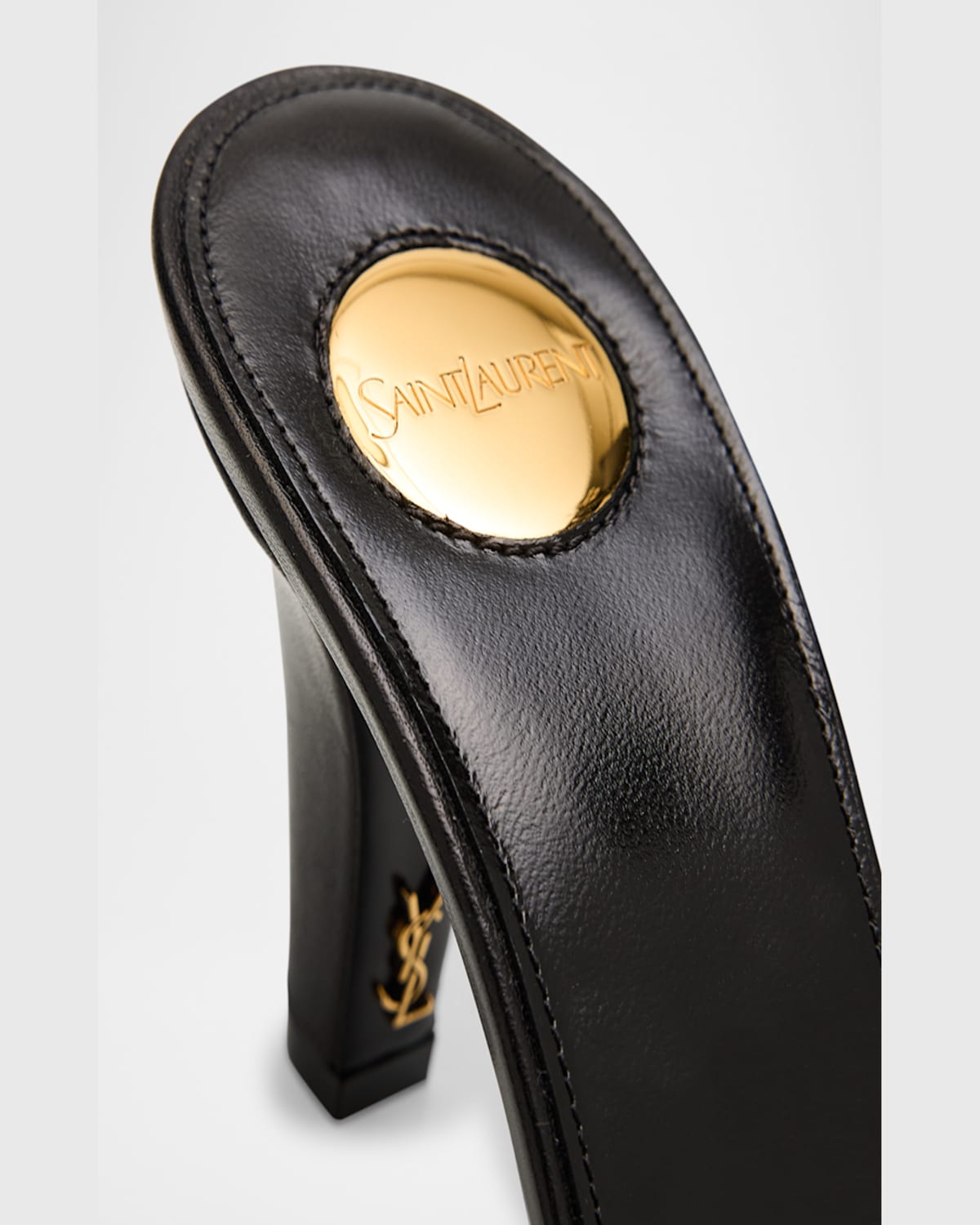 Saint Laurent Jill Mules With Square Toe And Cross Strap Design In Noir