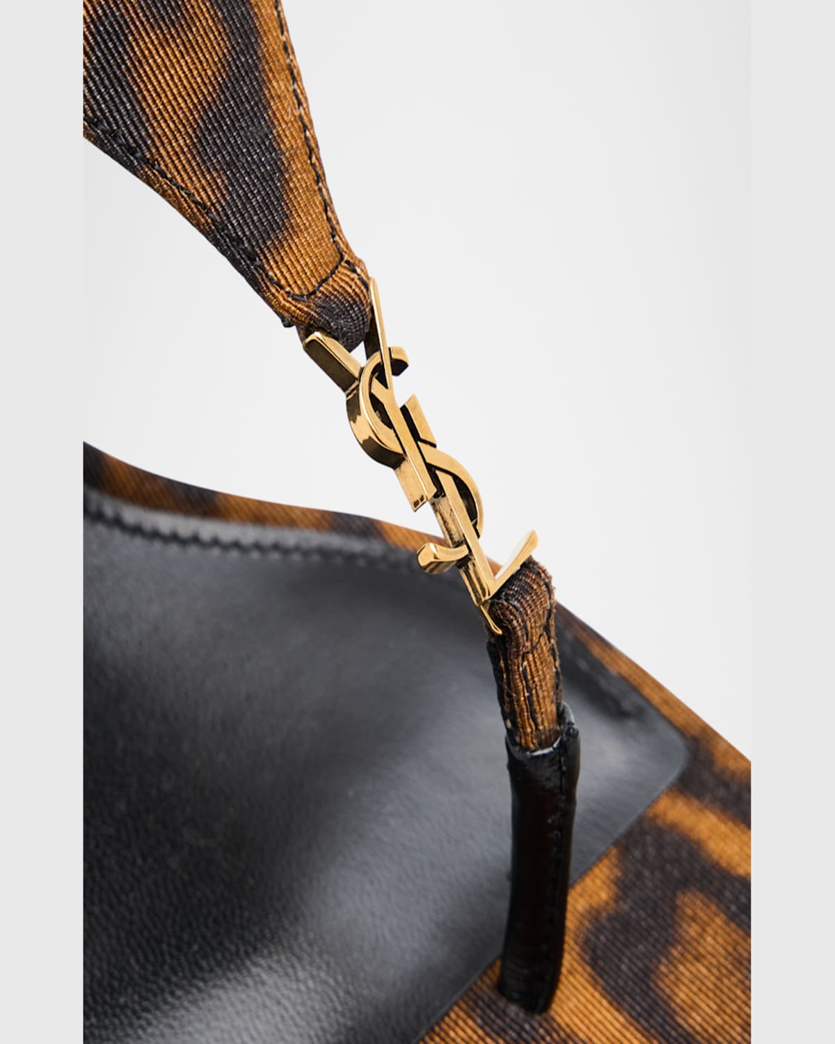 Saint Laurent Cassandra Leopard Ysl Wedge Sandals In Manto Naturale