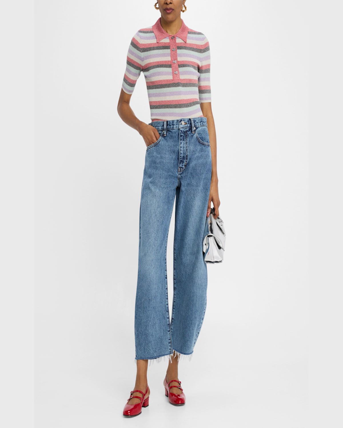 Shop Frame The Bubble Crop Jeans In Knock Out Raw Fray