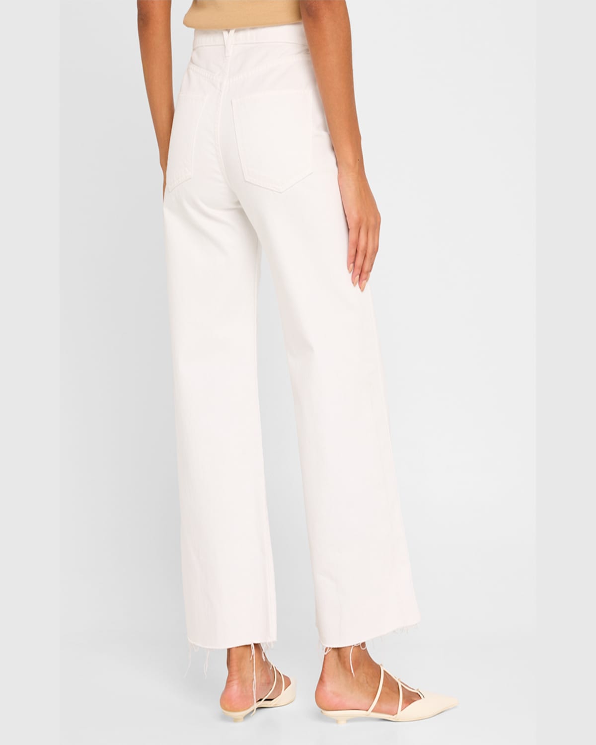 Shop Veronica Beard Taylor Cropped High-rise Wide Jeans In White