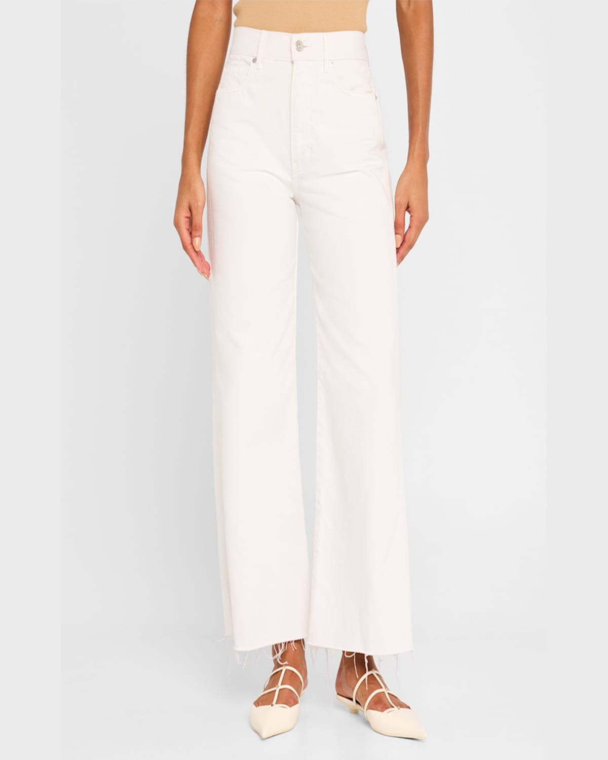 Shop Veronica Beard Taylor Cropped High-rise Wide Jeans In White