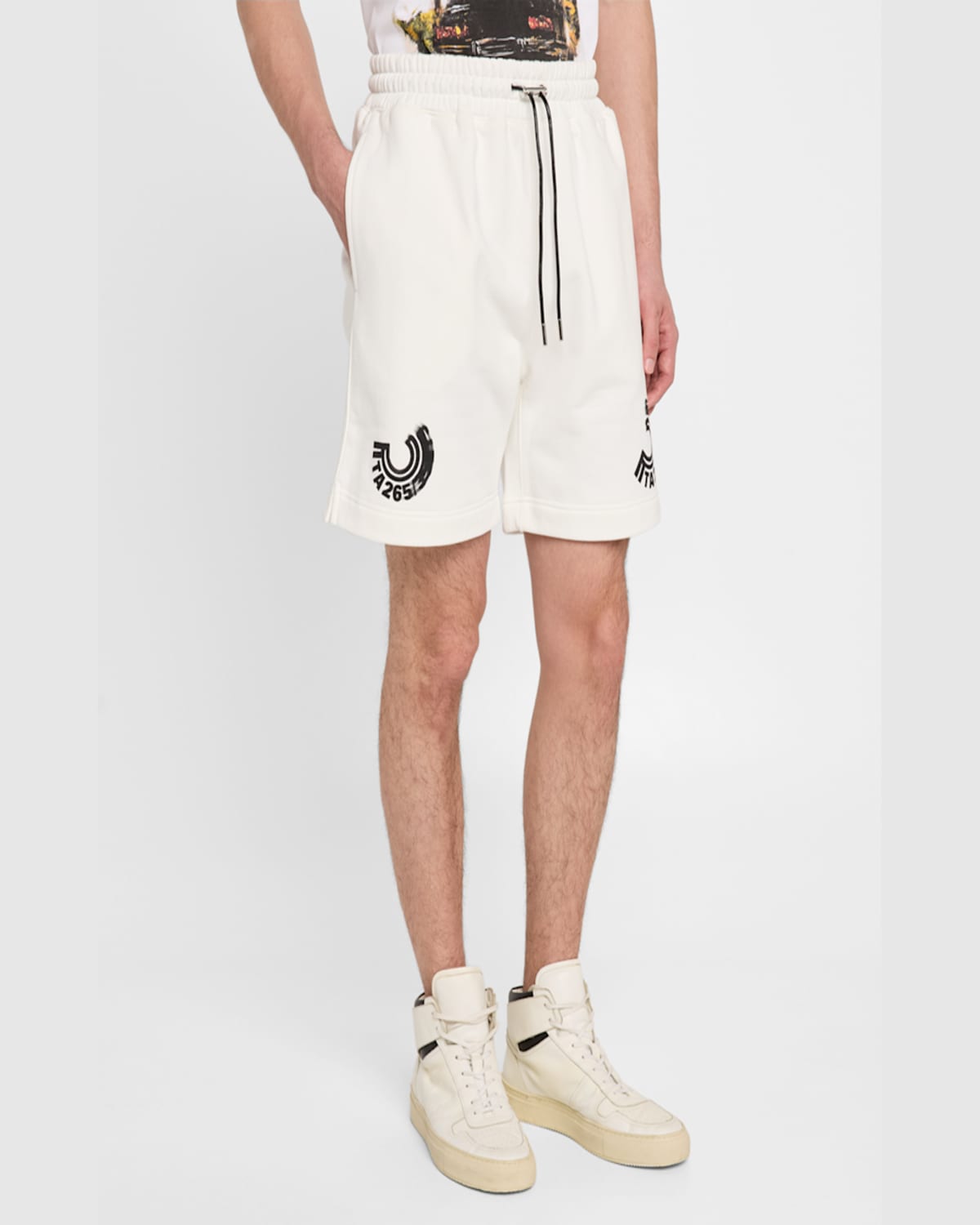 Rta Men's Clyde Cotton Shorts In White Wheel Spin