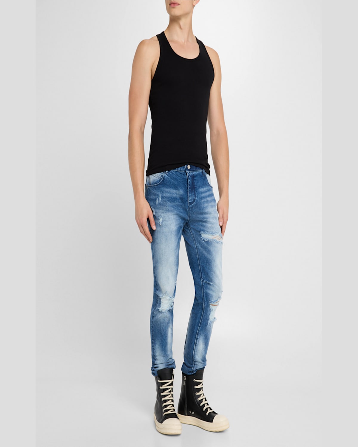 Rta Men's Clayton Distressed Jeans In Blue