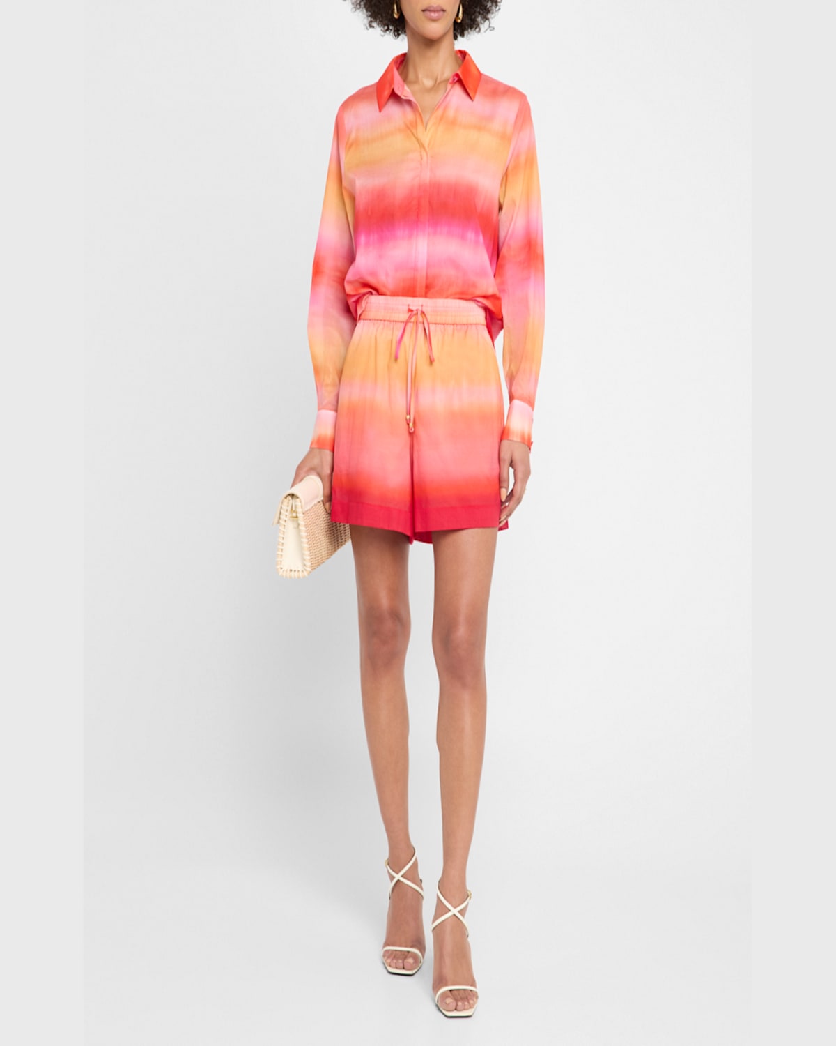Kobi Halperin Elvrie Ombre Button-front Shirt In Cherry Blo