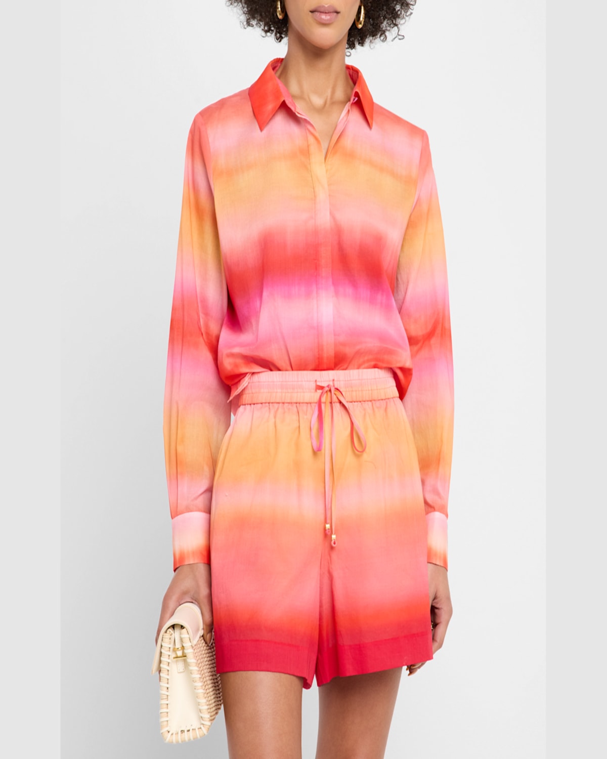 Kobi Halperin Elvrie Ombre Button-front Shirt In Cherry Blo