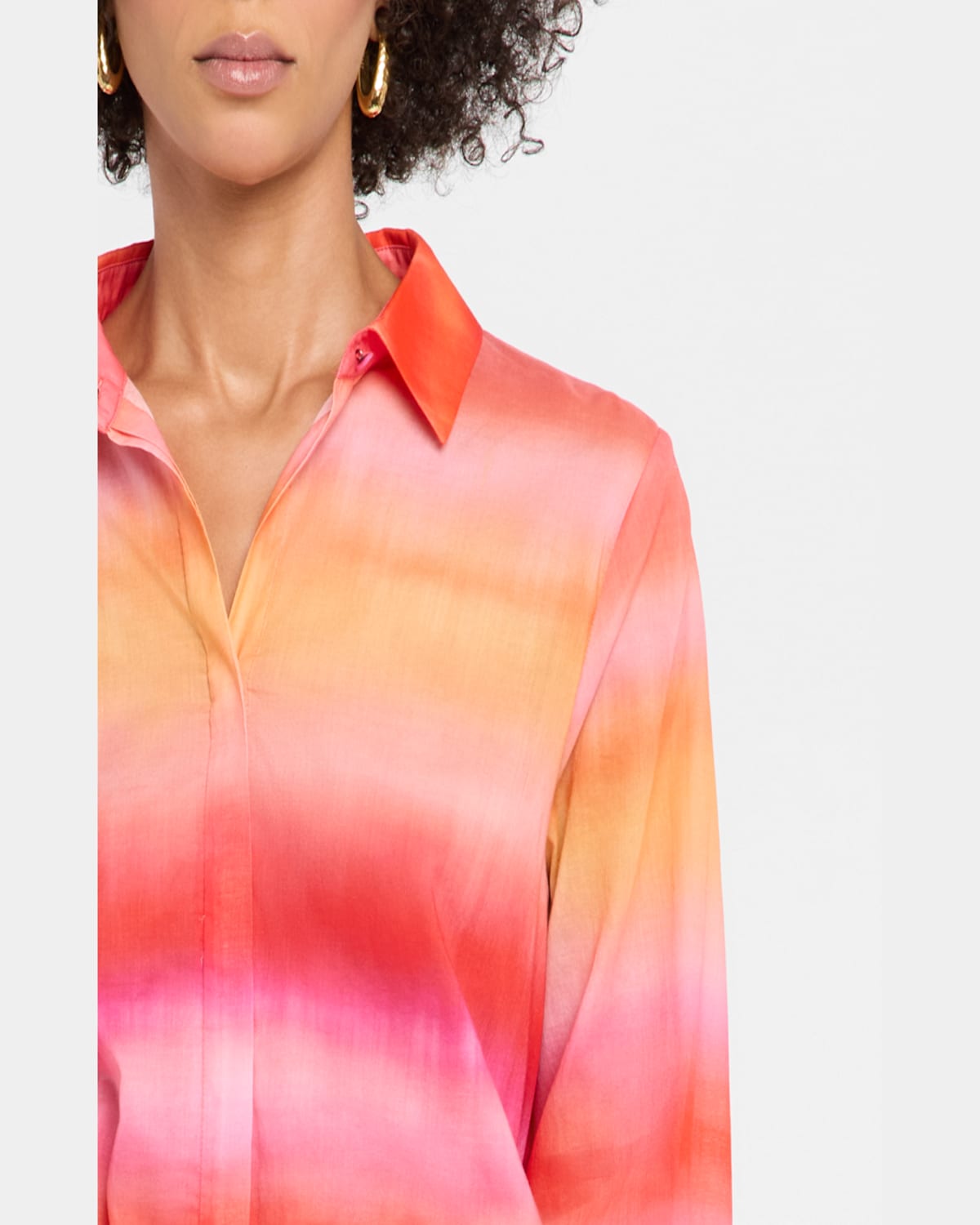 Kobi Halperin Elvrie Ombre Button-front Shirt In Cherry Blo