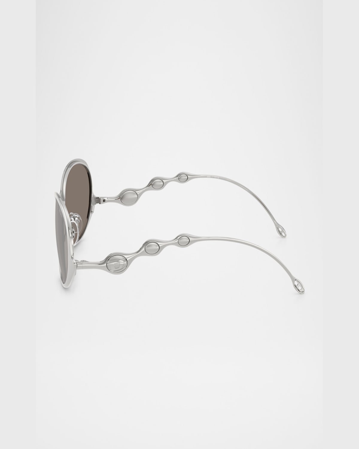 Diesel Men's Dl1014 Oval Sunglasses In Shiny Silver
