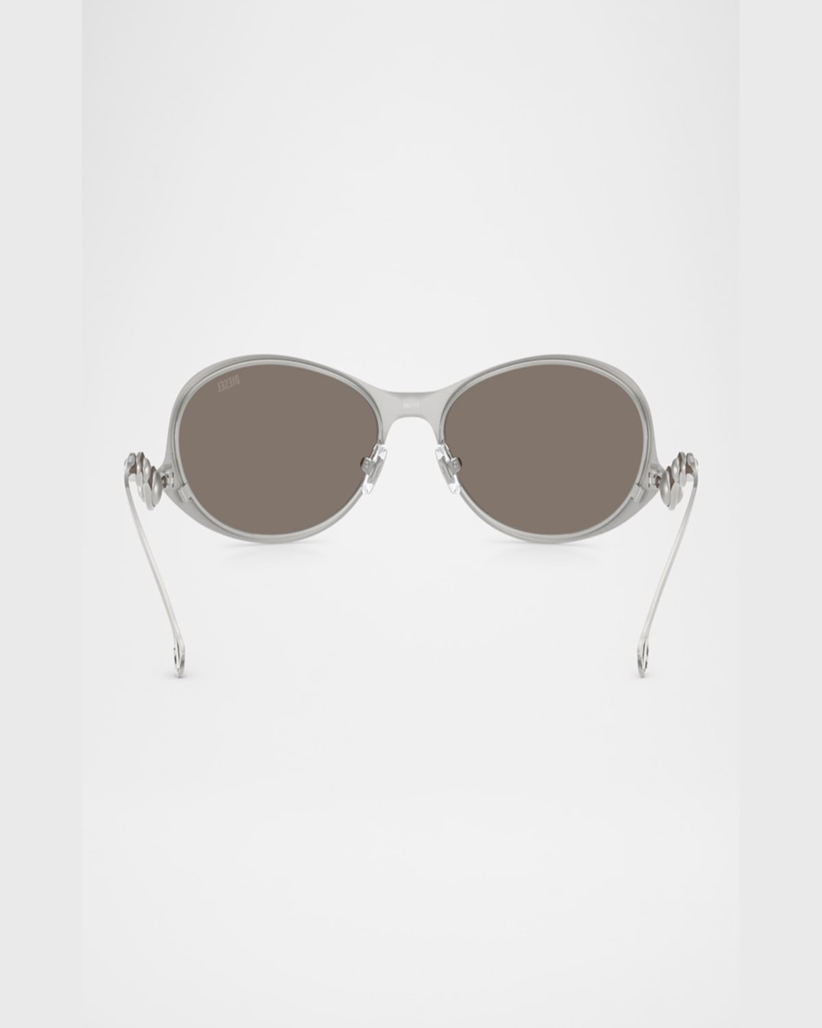 Diesel Men's Dl1014 Oval Sunglasses In Shiny Silver