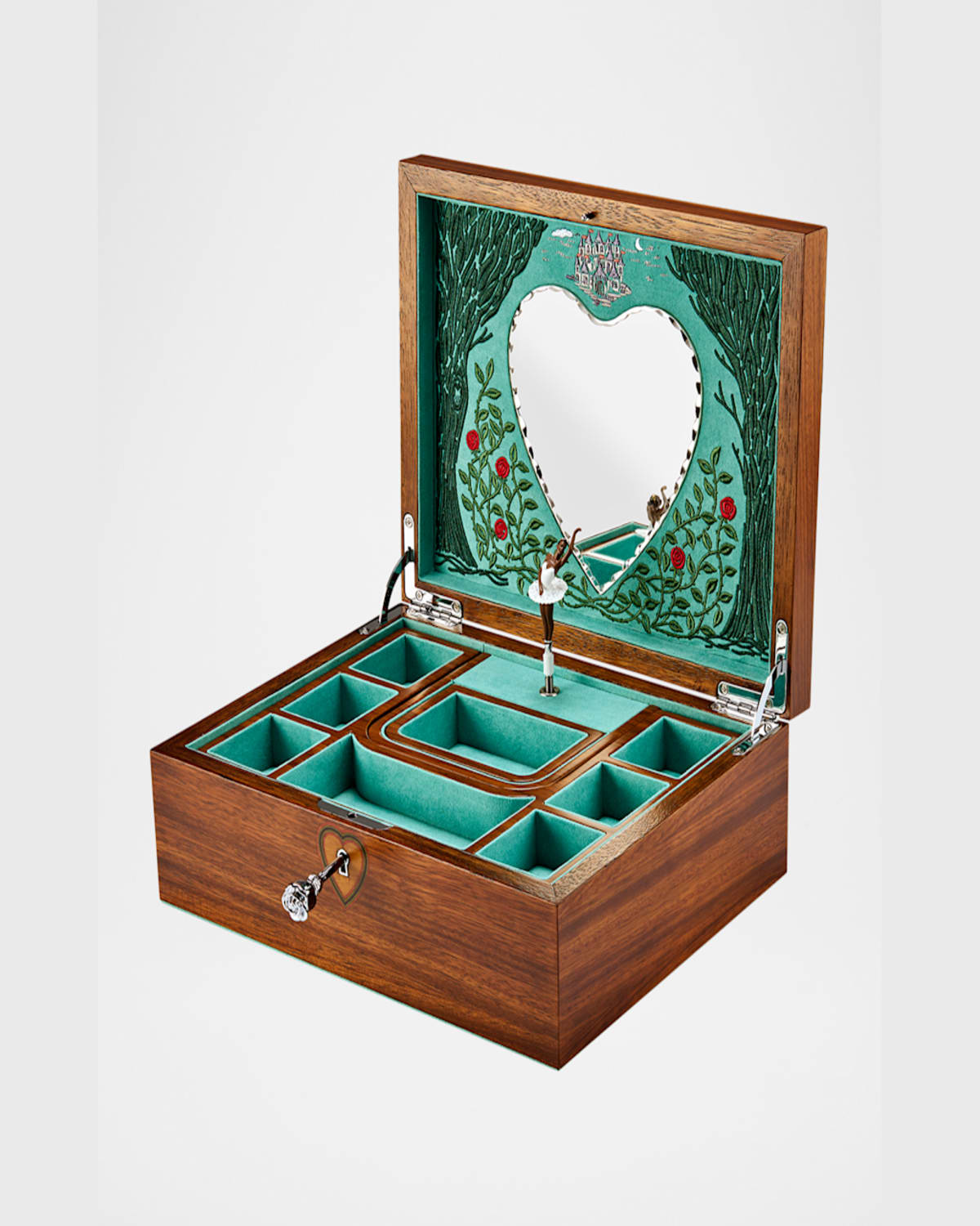 Wolf Ballet Sleeping Beauty Musical Jewelry Box In Walnut Wood