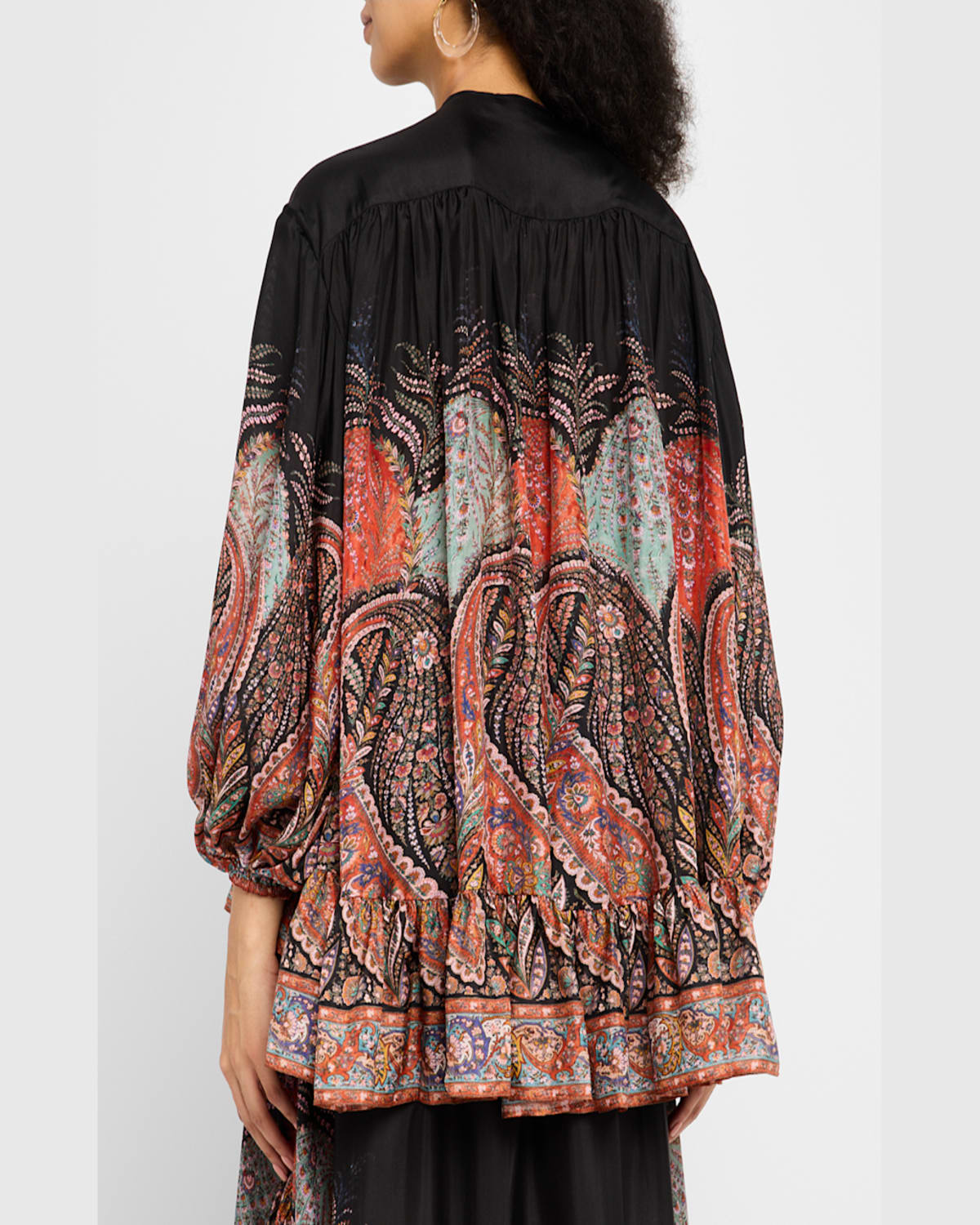 Zimmermann Rhiannon Ruffled Paisley-print Organic Silk Blouse In Black Paisley