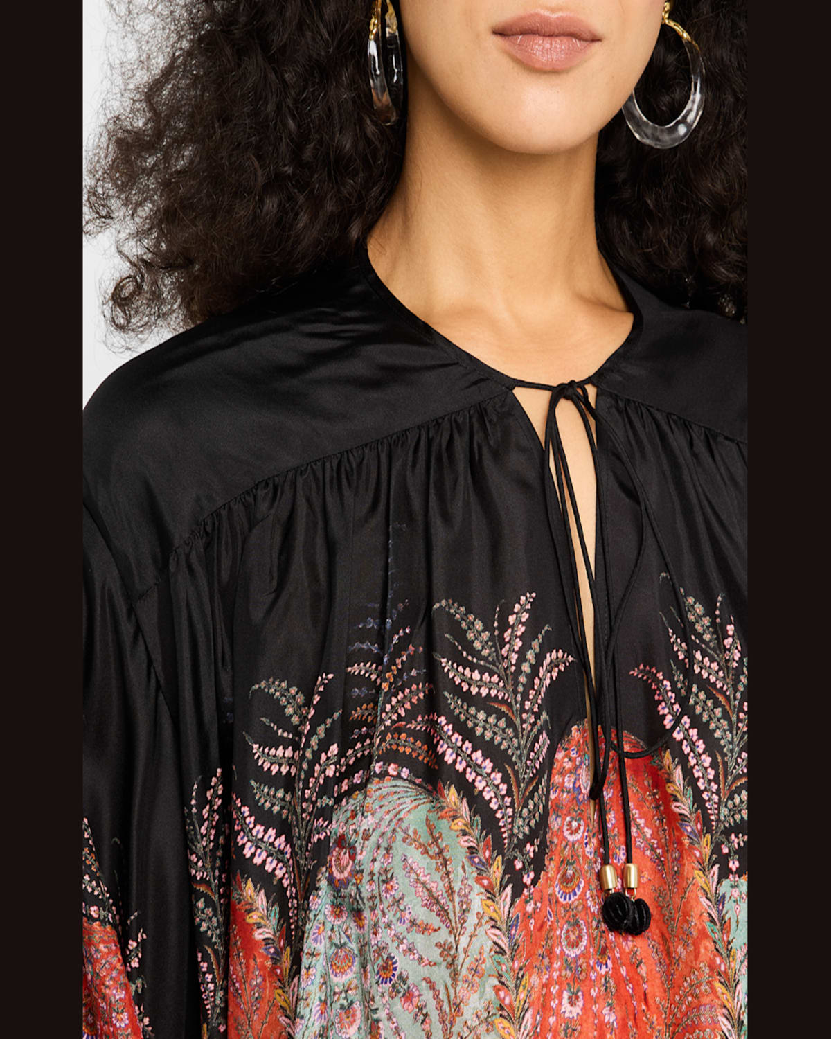 Zimmermann Rhiannon Ruffled Paisley-print Organic Silk Blouse In Black Paisley