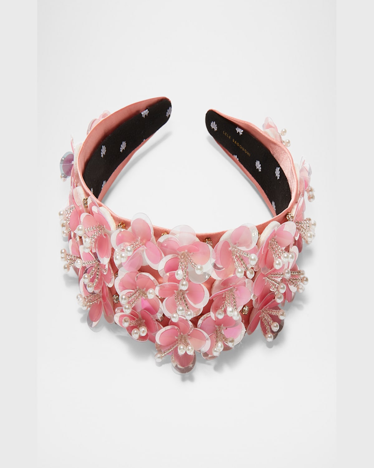 Lele Sadoughi Brigitte Paillette Floral Headband In Blush Melon 650