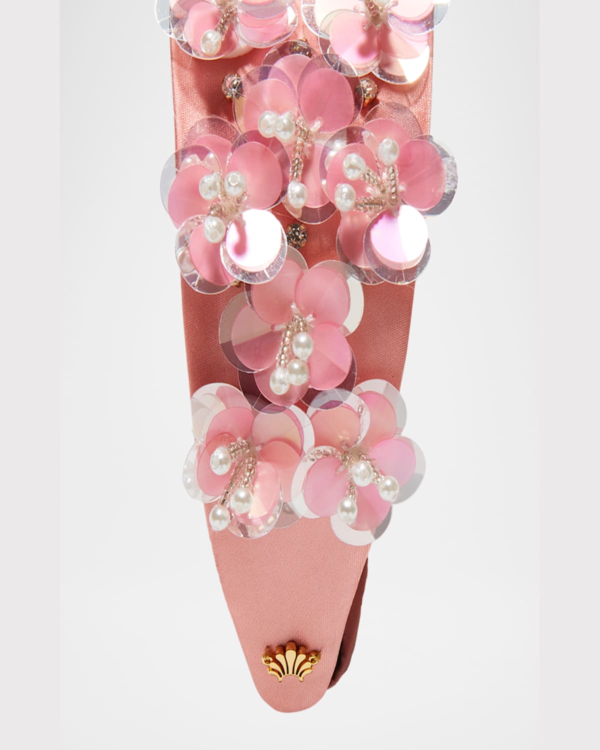 Lele Sadoughi Brigitte Paillette Floral Headband In Blush Melon 650