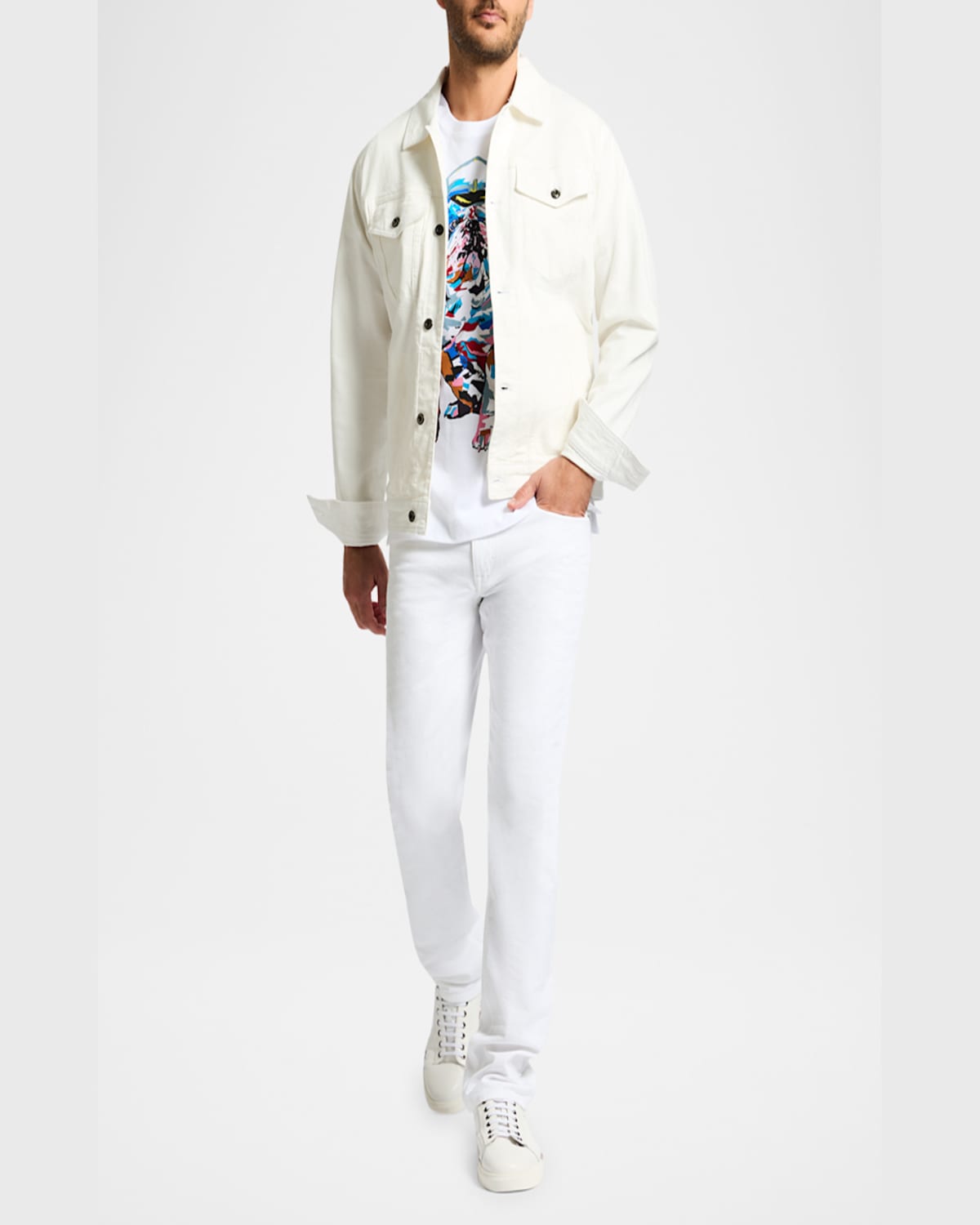 Robert Graham Men's Wells Denim Jacket In White