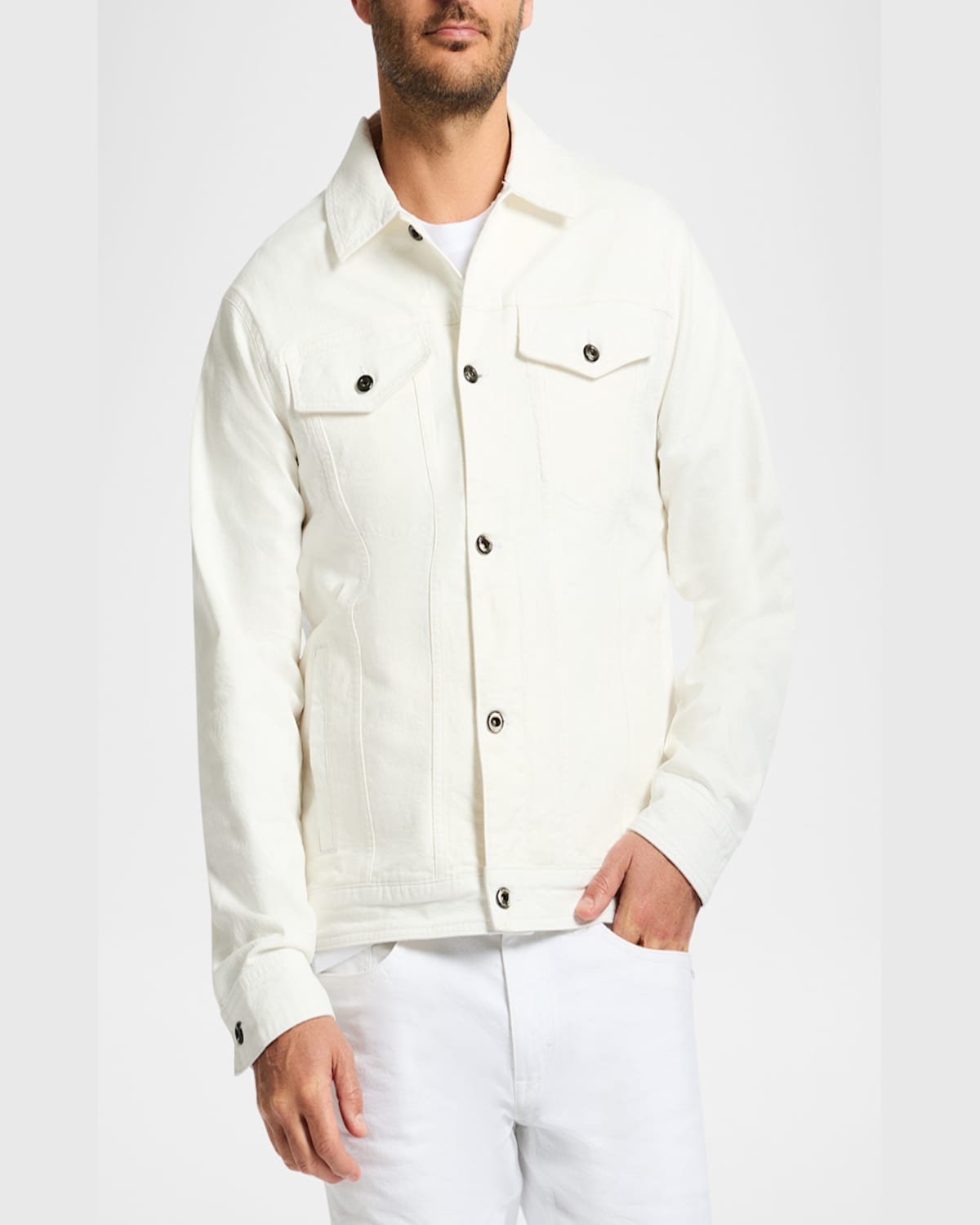 Robert Graham Men's Wells Denim Jacket In White
