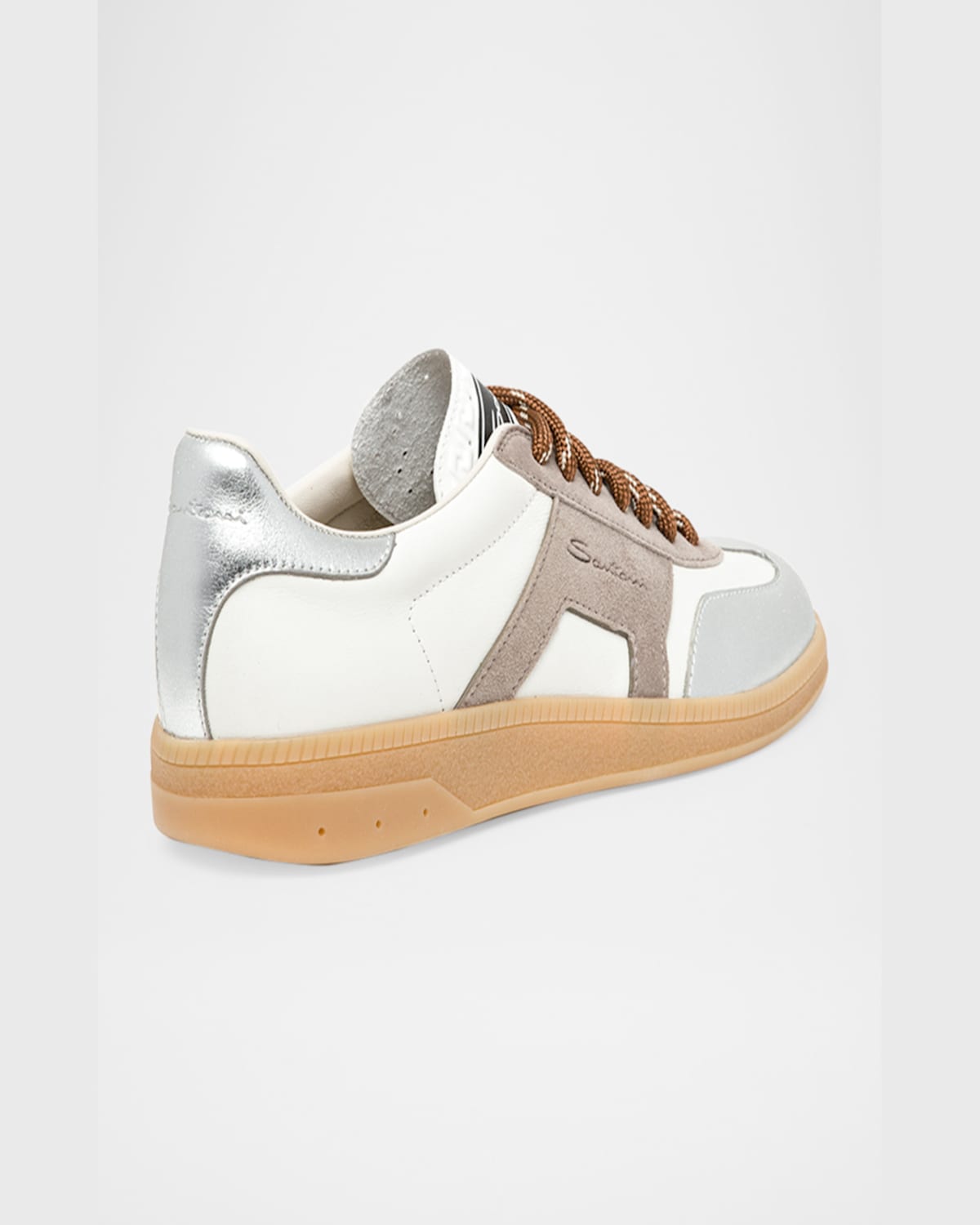 Santoni Leather And Suede Dbs Oly Sneaker In Grey