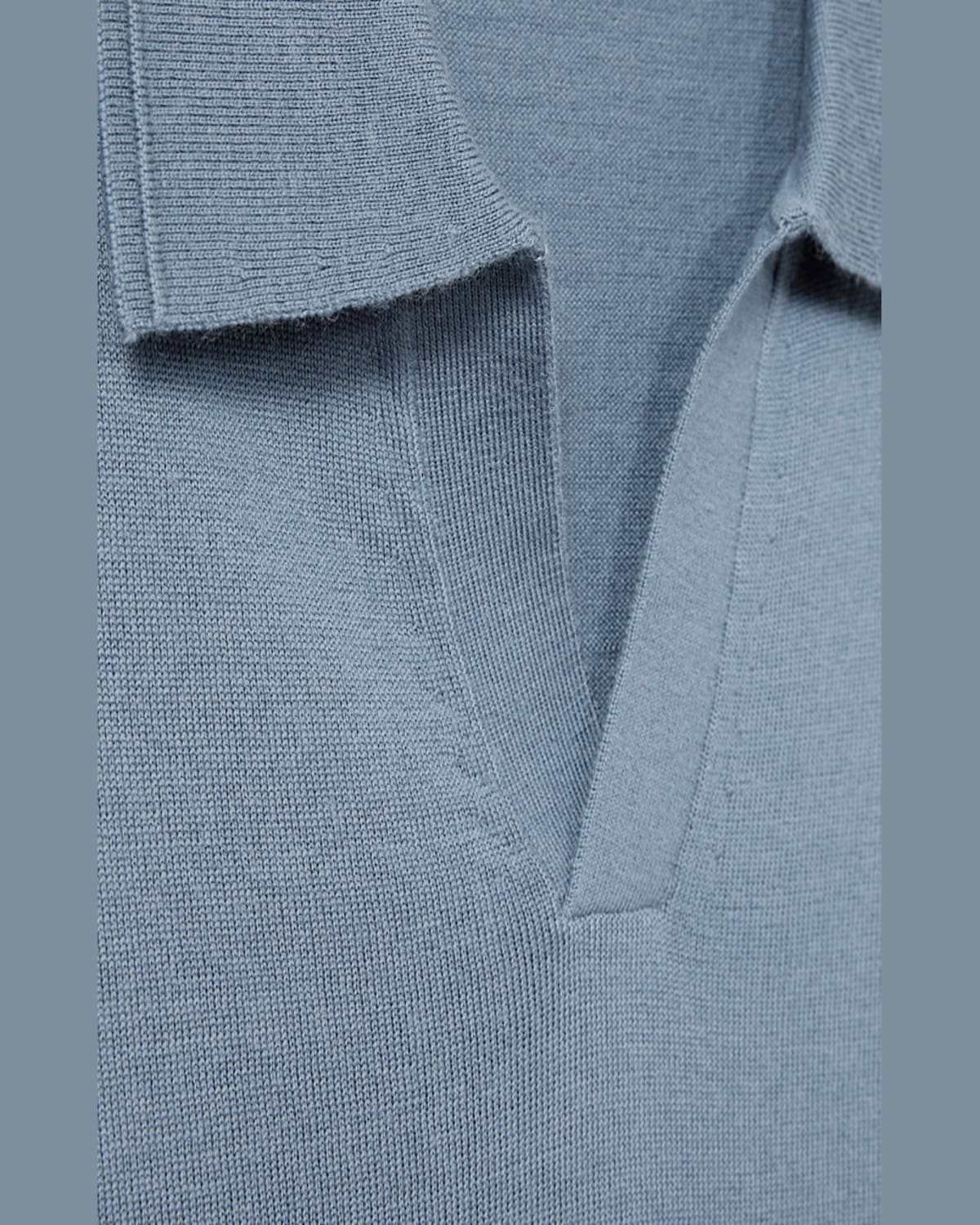 Reiss Duchie Johnny Collar Short Sleeve Wool Polo Sweater In Airforce Blue