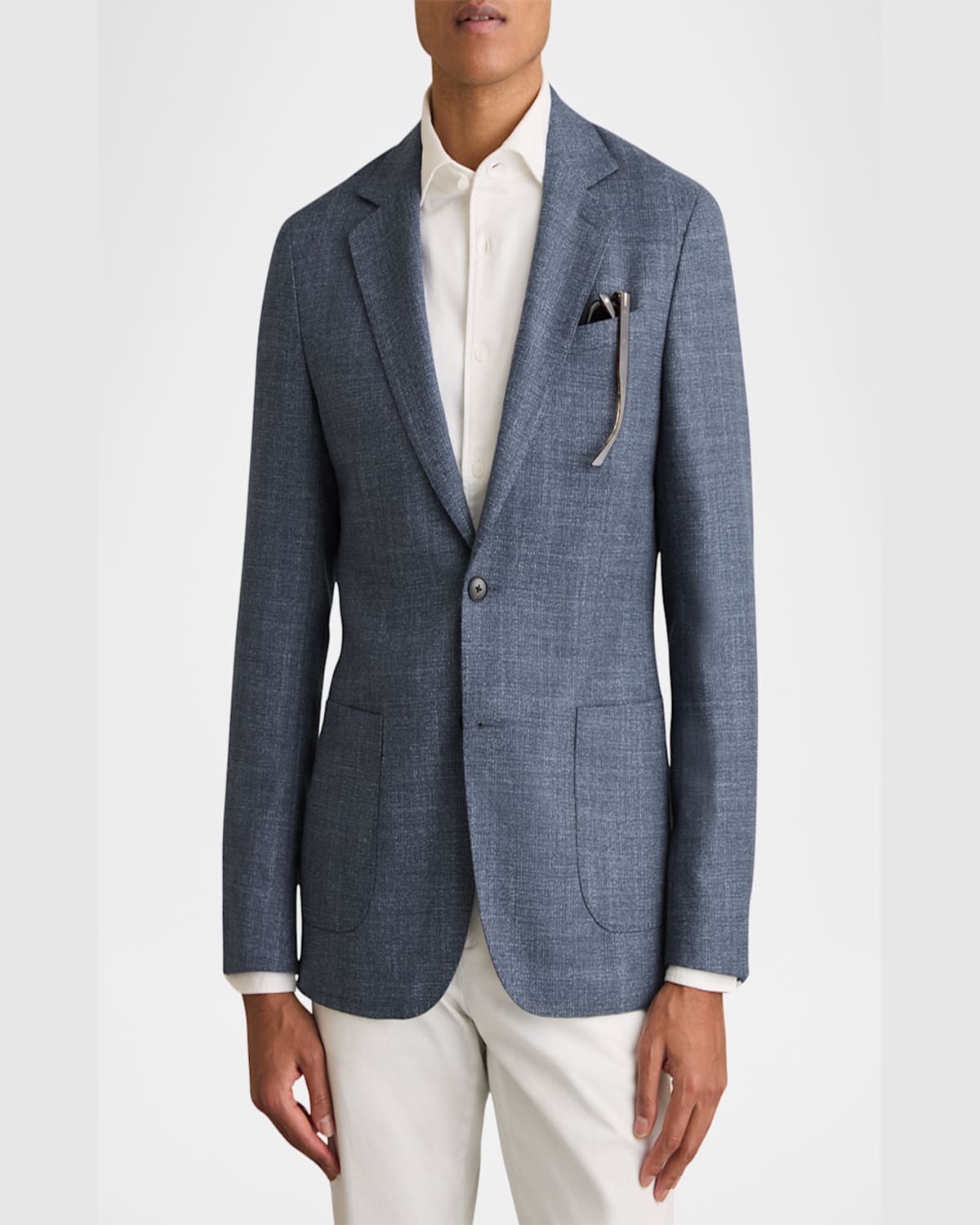 Reiss Mens Stack Single-breasted Wool-blend Blazer Blue In Blue