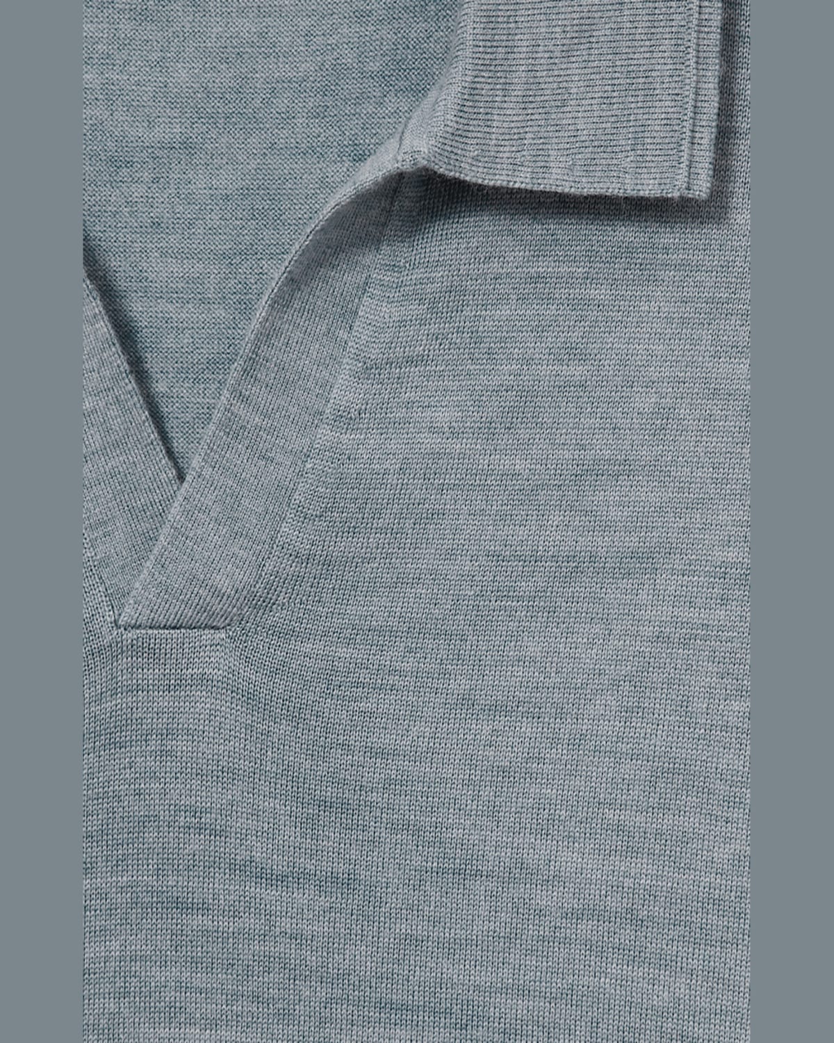 Reiss Duchie Johnny Collar Short Sleeve Wool Polo Sweater In Soft Blue Melan